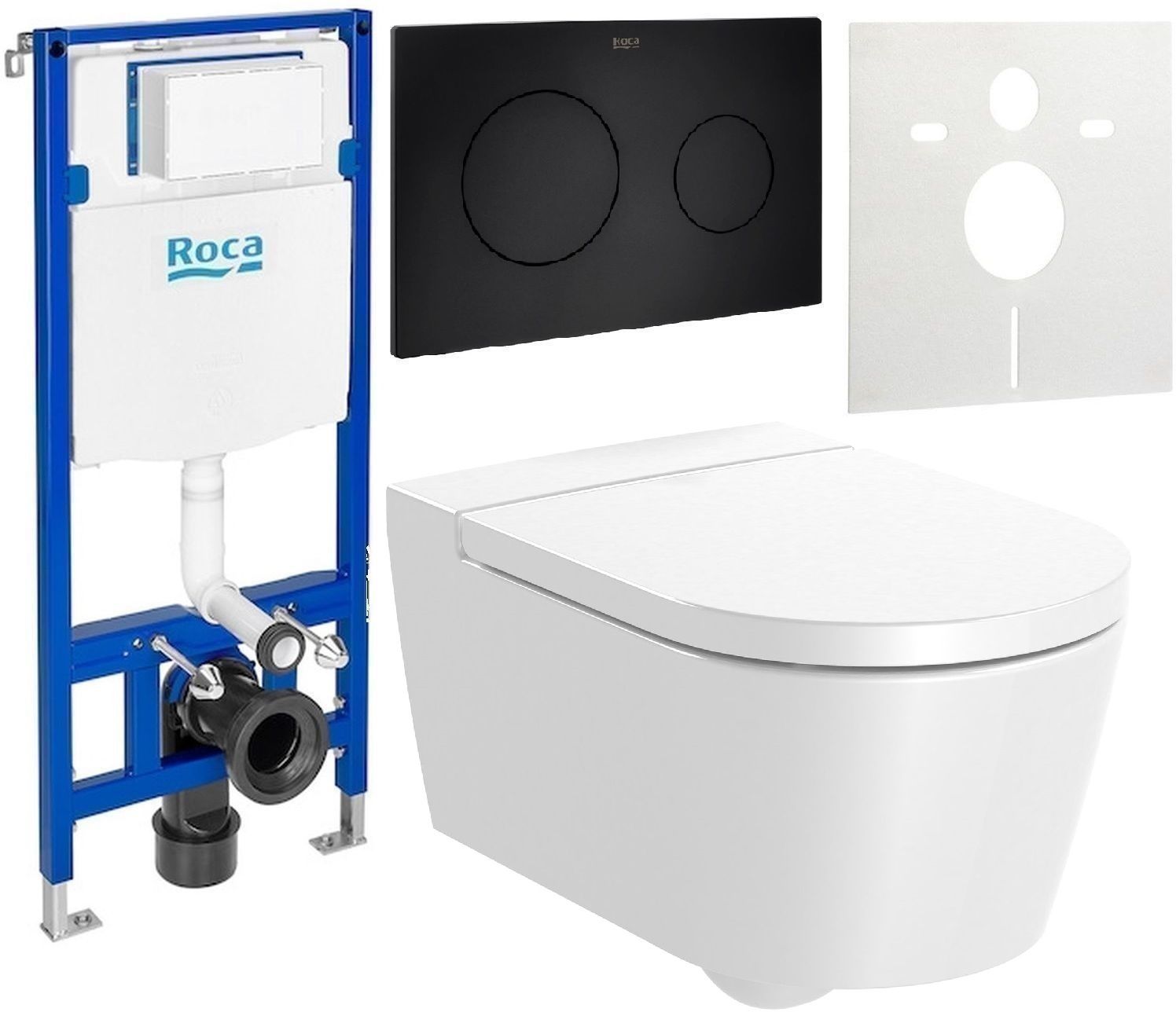 Set WC-Becken Roca Inspira A346527000, Unterputzrahmen Roca Duplo One A890070020, A80152200B, A890189206, A890063000