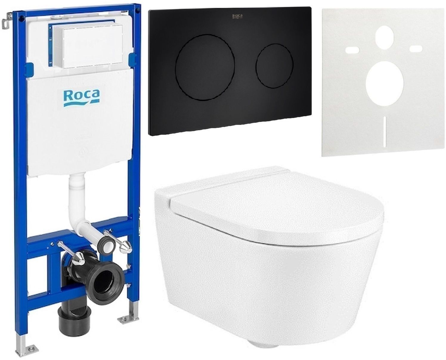 Set WC-Becken Roca Inspira A346528000, Unterputzrahmen Roca Duplo One A890070020, A80152C00B, A890189206, A890063000