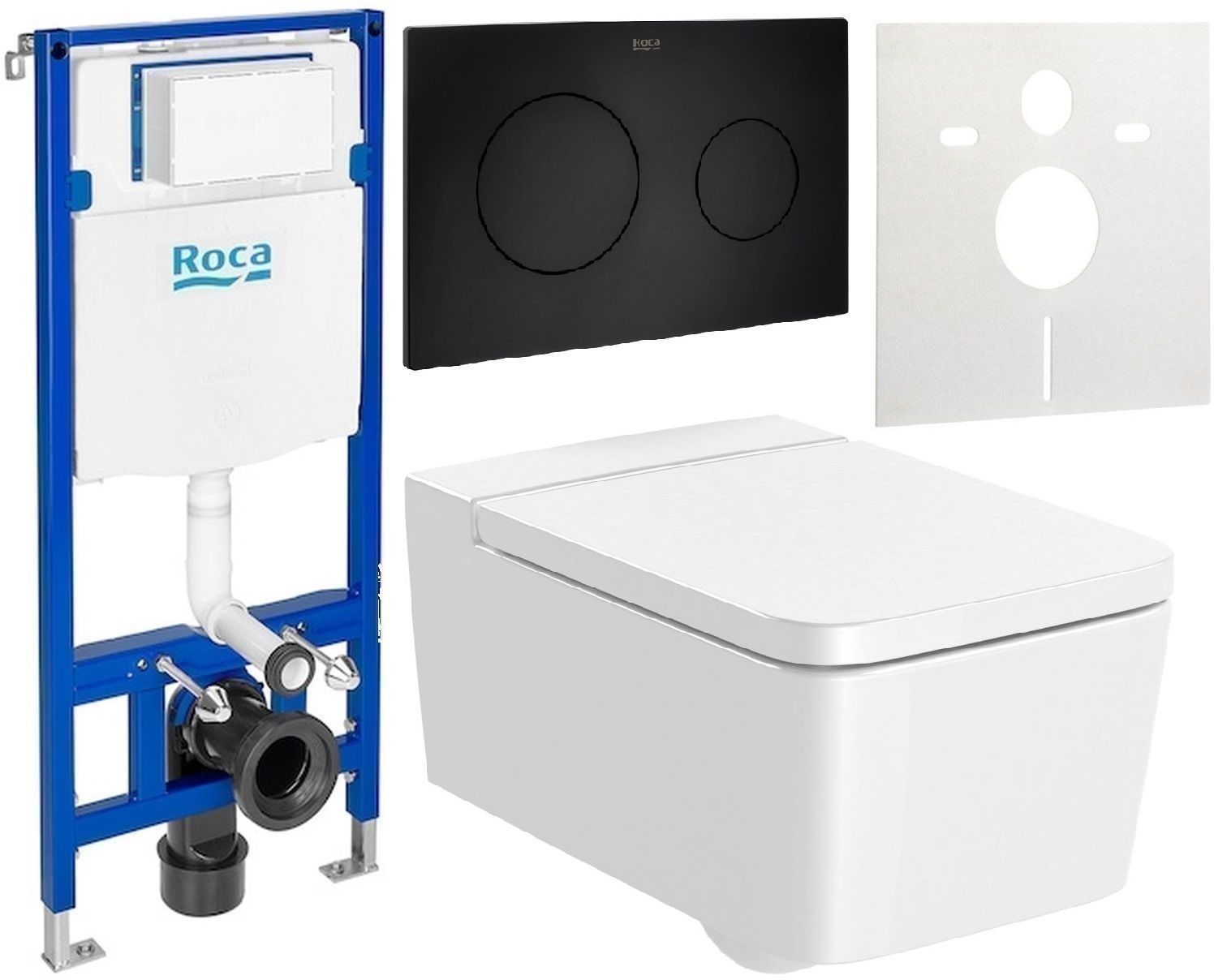 Set WC-Becken Roca Inspira A346537000, Unterputzrahmen Roca Duplo One A890070020, A80153200B, A890189206, A890063000