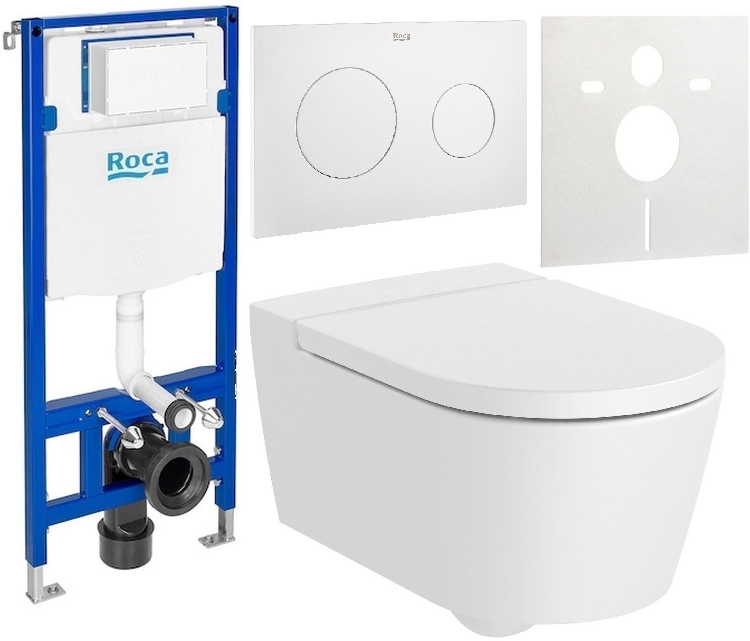 Set WC-Becken Roca Inspira A346527620, Unterputzrahmen Roca Duplo One A890070020, A80152262B, A890189207, A890063000