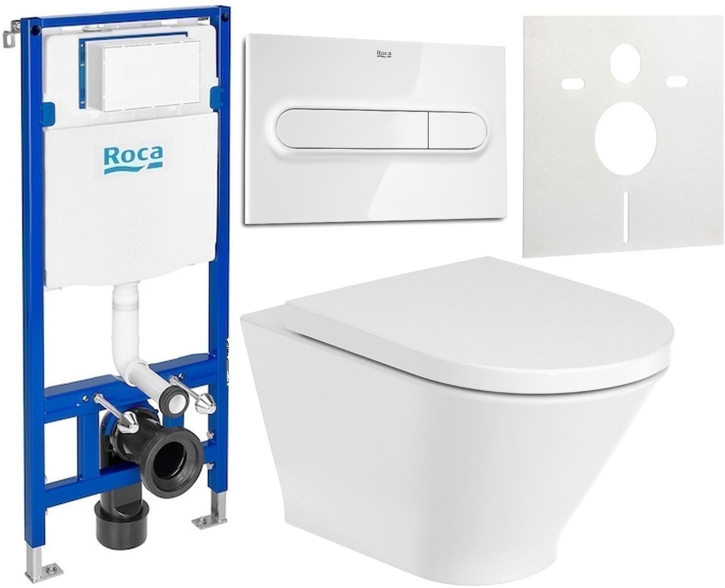 Set WC-Becken Roca Gap Round A3460NLS00, Unterputzrahmen Roca Duplo One A890070020, A801D12001, A890195000, A890063000