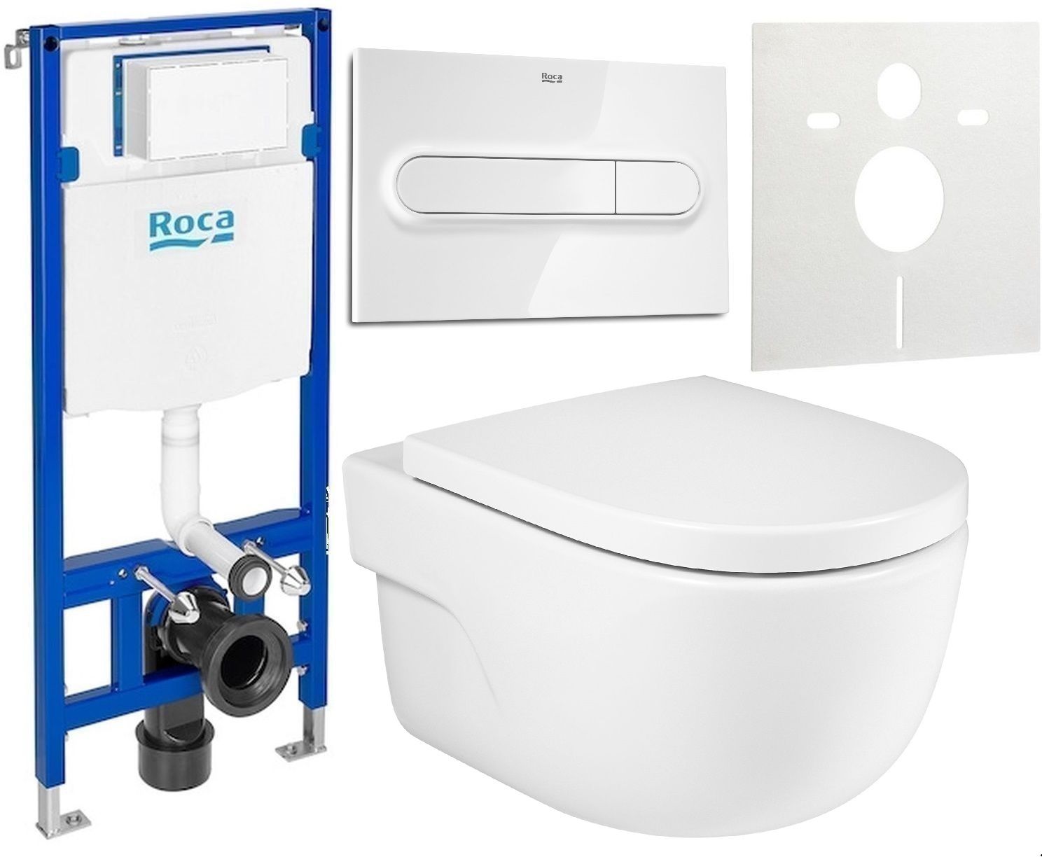 Set WC-Becken Roca Meridian A34624LS00, Unterputzrahmen Roca Duplo One A890070020, A8012A200B, A890195000, A890063000