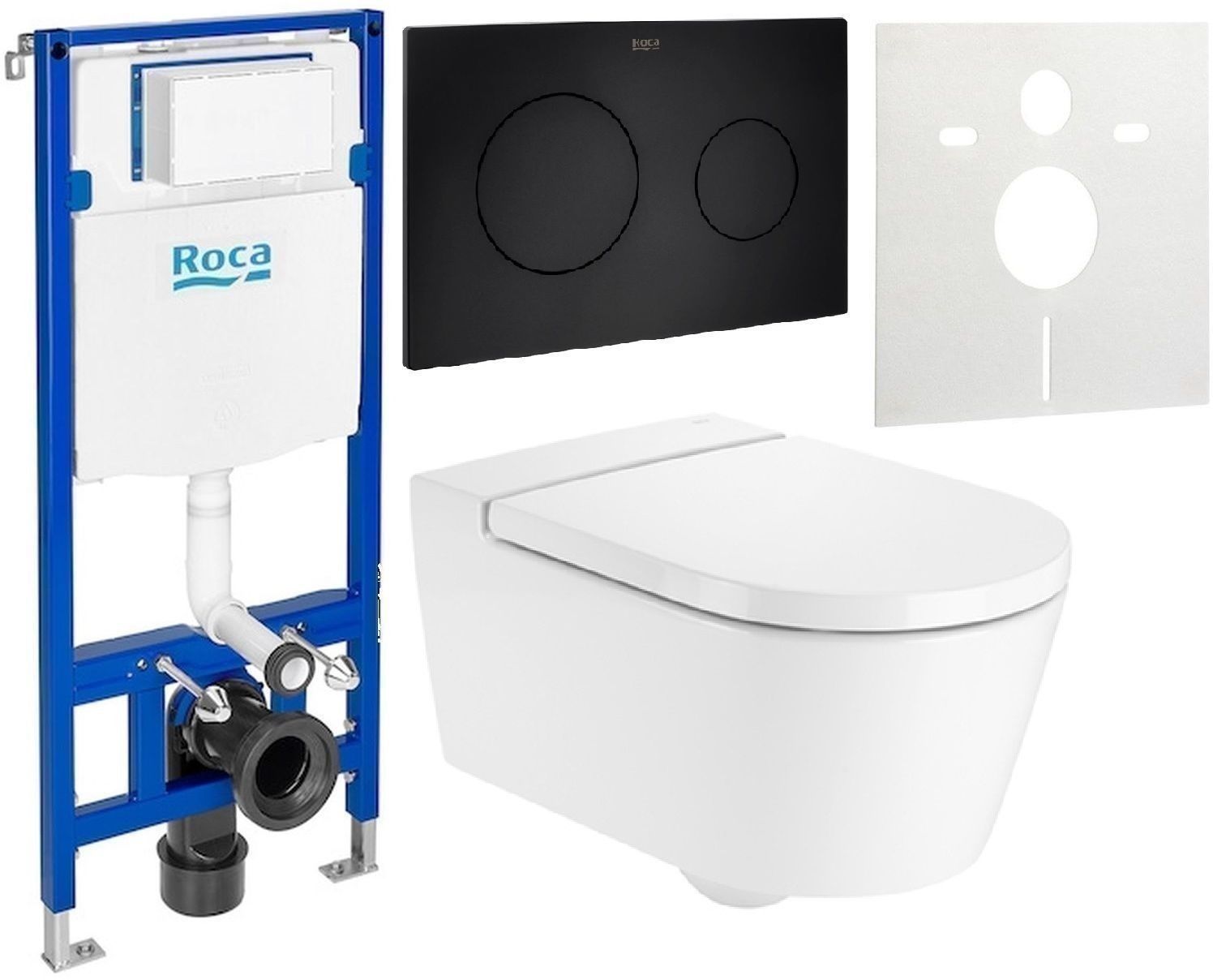 Set WC-Becken Roca Inspira A346527S00, Unterputzrahmen Roca Duplo One A890070020, A80152200B, A890189206, A890063000