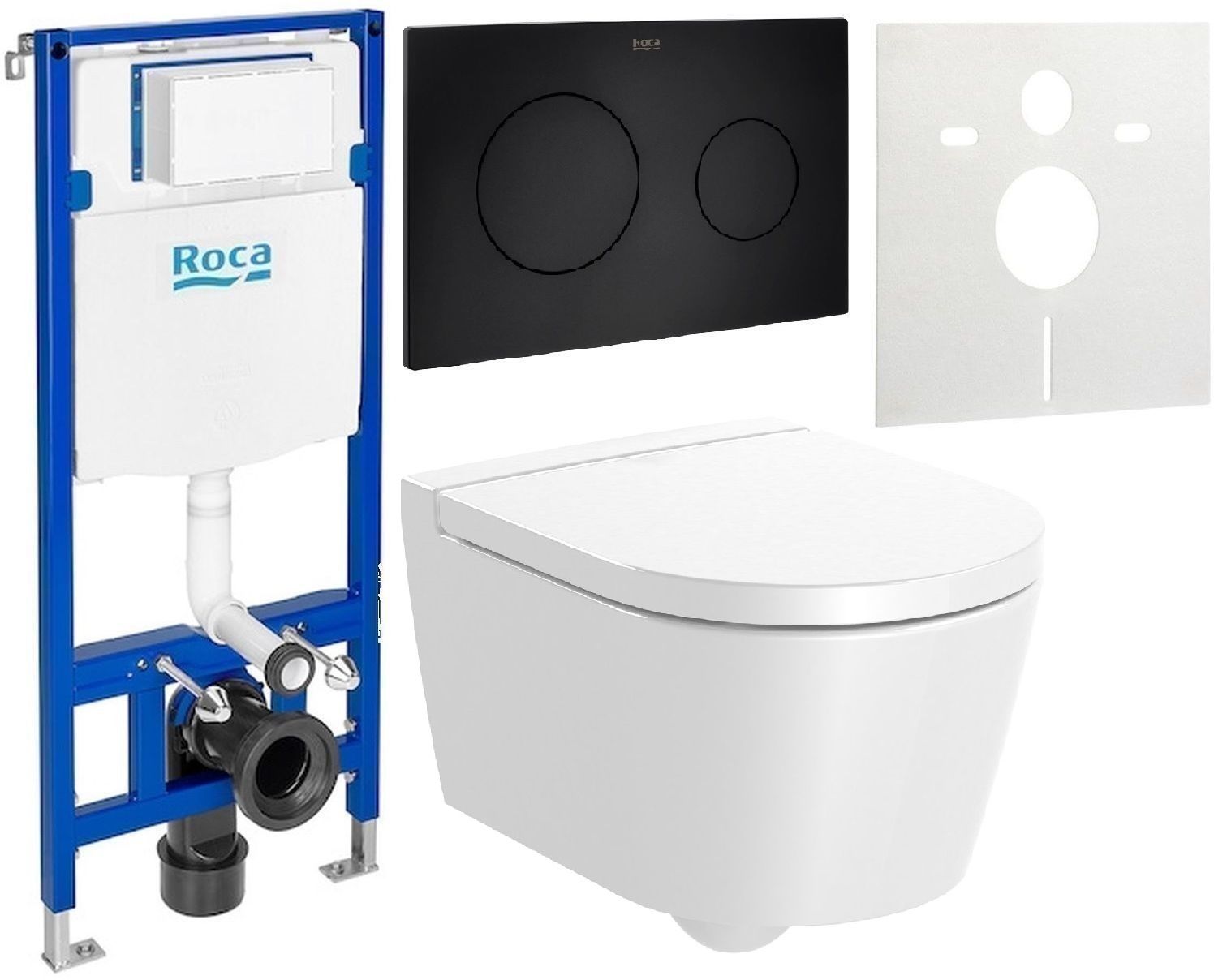 Set WC-Becken Roca Inspira A346528S00, Unterputzrahmen Roca Duplo One A890070020, A80152C00B, A890189206, A890063000