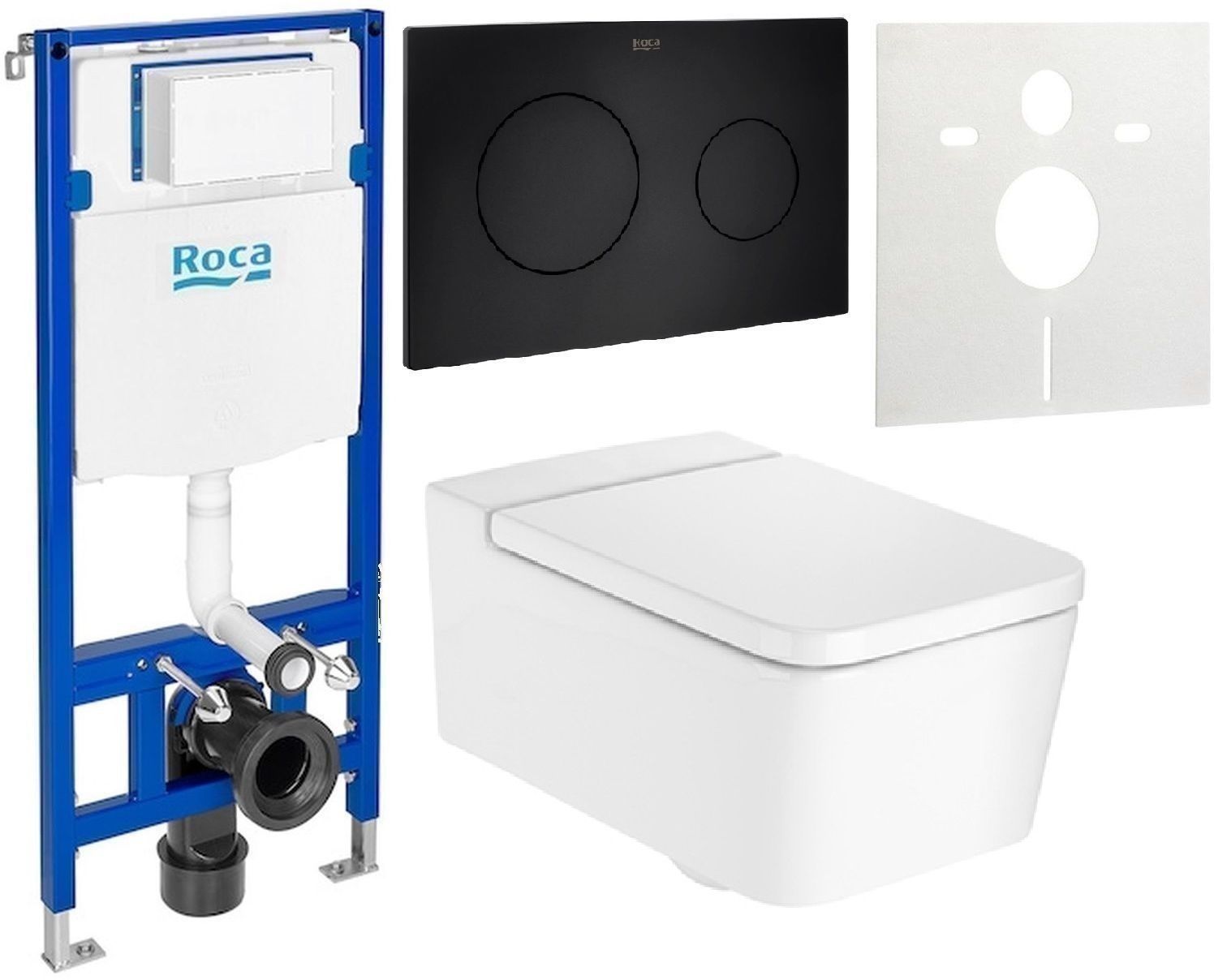 Set WC-Becken Roca Inspira A346537S00, Unterputzrahmen Roca Duplo One A890070020, A80153200B, A890189206, A890063000
