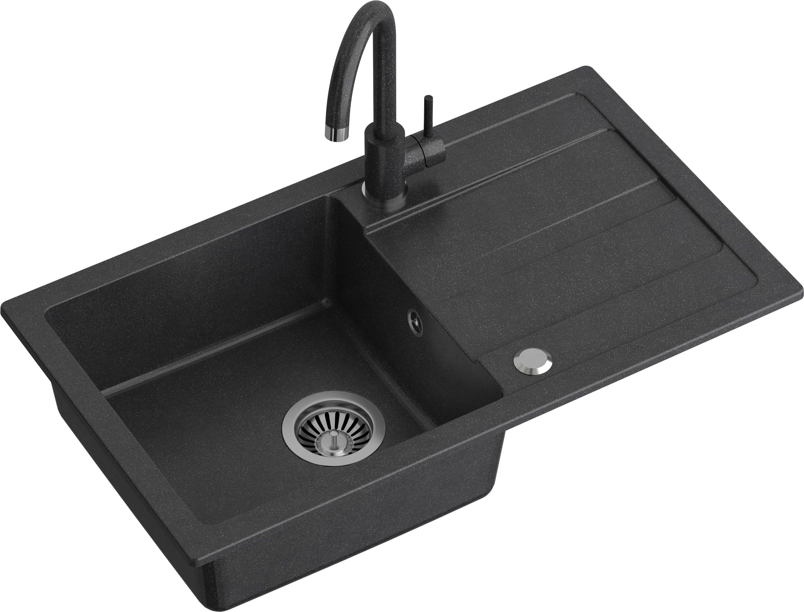 Quadron Go Max waschbecken mit wasserhahn schwarz/schwarz TQ7744GMCZ