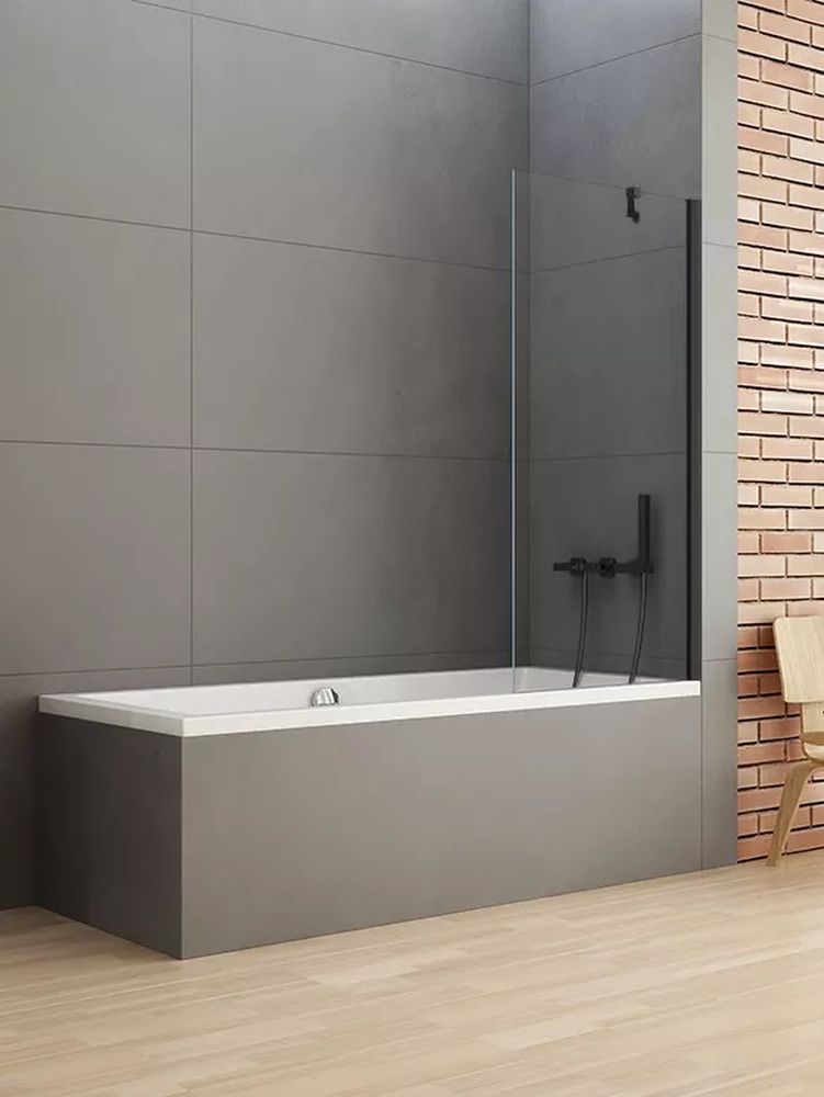 New Trendy New Soleo Black Badewannenabtrennung 70 cm einteilig schwarz Matte/durchsichtiges Glas P-0079