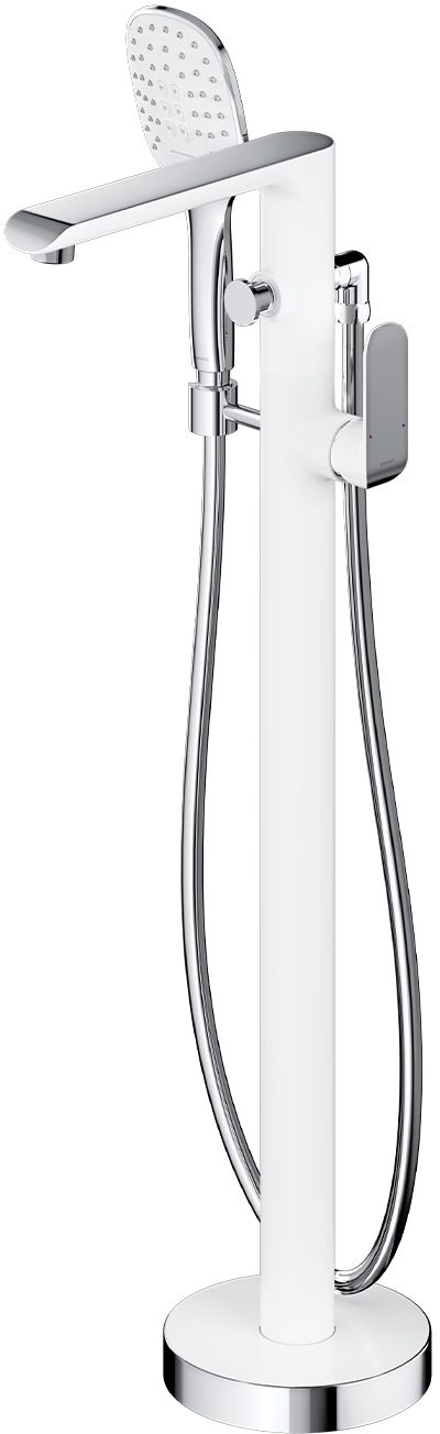 Omnires Sacramento Badewannen- und Duscharmatur freistehend chrom-weiß SC2333XCRB