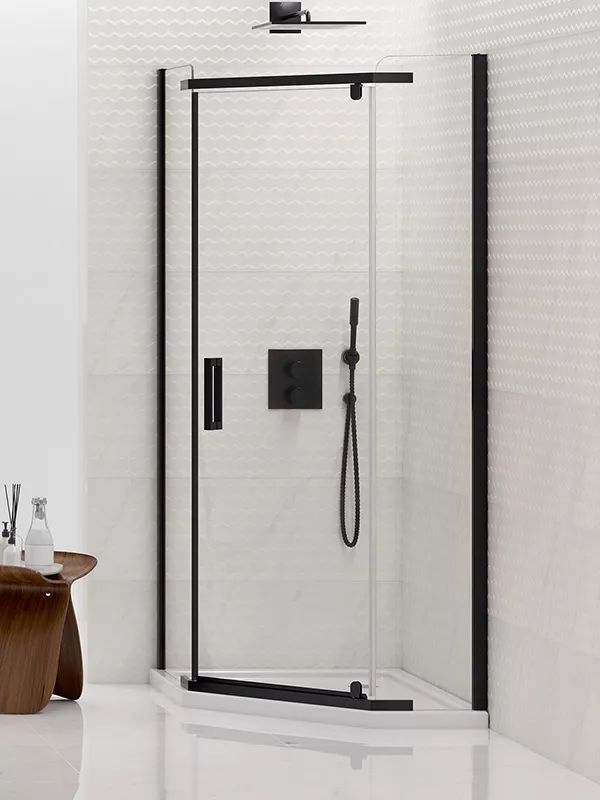 New Trendy New Komfort Black Dusche 100x80 cm schwarz Matte/durchsichtiges Glas K-0810