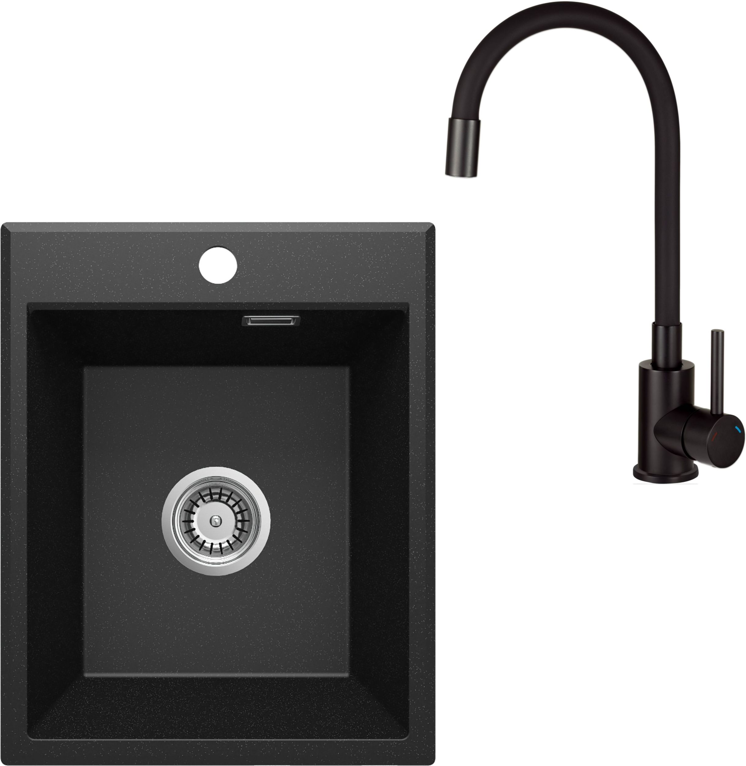 Set Granitspüle Deante Eridan ZQE_G104, Küchenarmatur Deante Neo Luno BOC_N72M