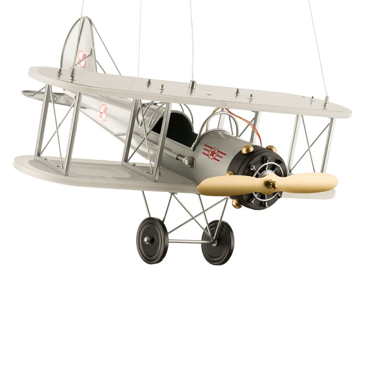 Abigali Plane Pendelleuchte 1x80 W mehrfarbig-silber DOUBLE-WING-PLANE