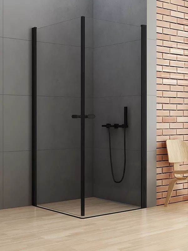 New Trendy New Soleo Black Dusche 90x70 cm rechteckig schwarz Matte/durchsichtiges Glas D-0229A/D-0231A