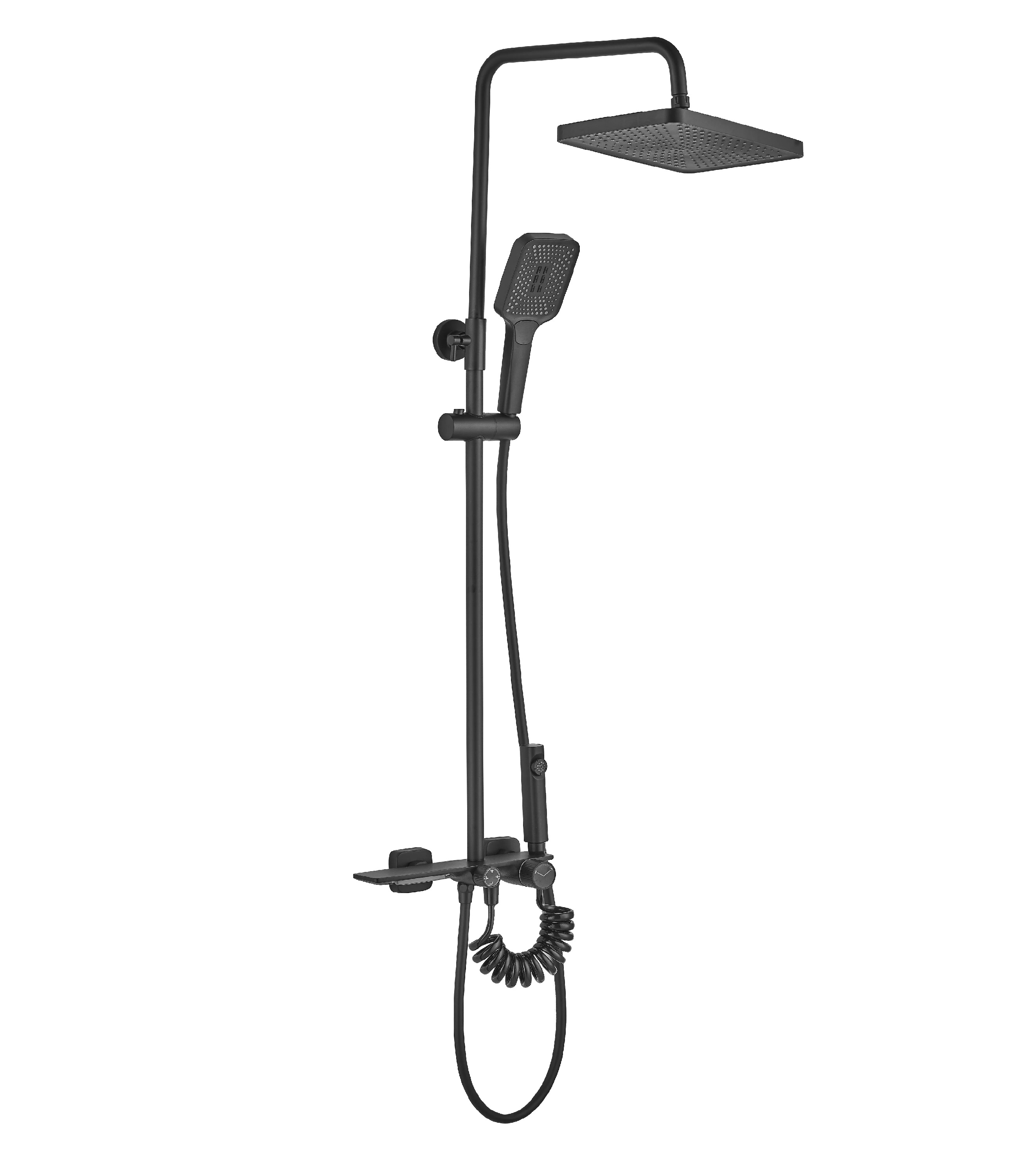Rea Helix Duschset Wandmontage mit Regenbrause schwarz REA-P6618