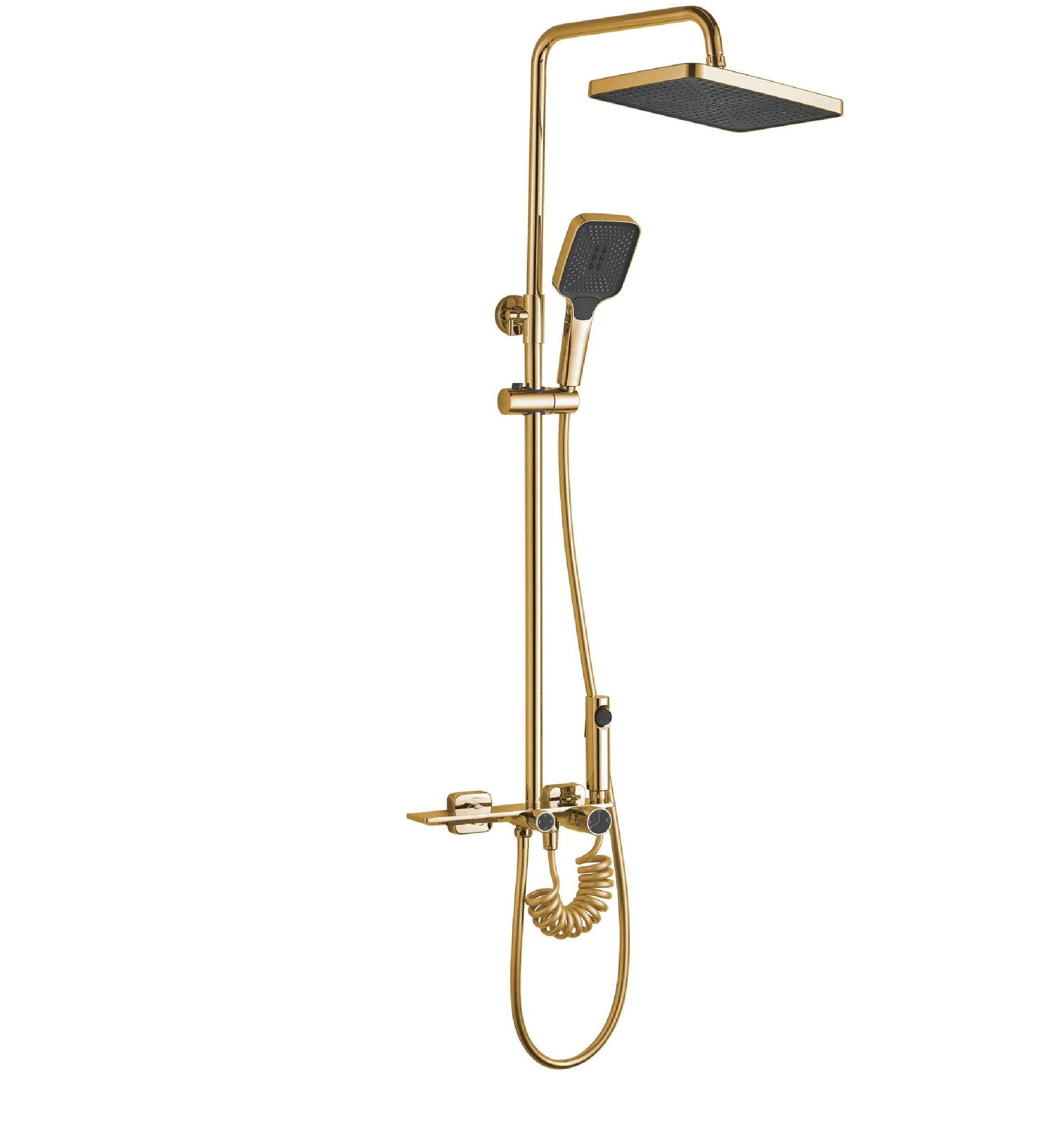 Rea Helix Duschset Wandmontage mit Regenbrause gold REA-P6619
