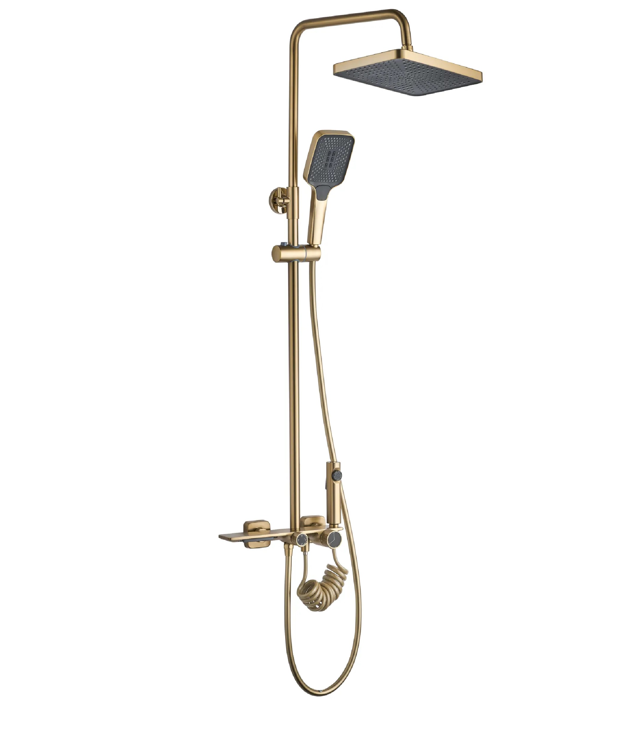 Rea Helix Duschset Wandmontage mit Regenbrause gold REA-P6621