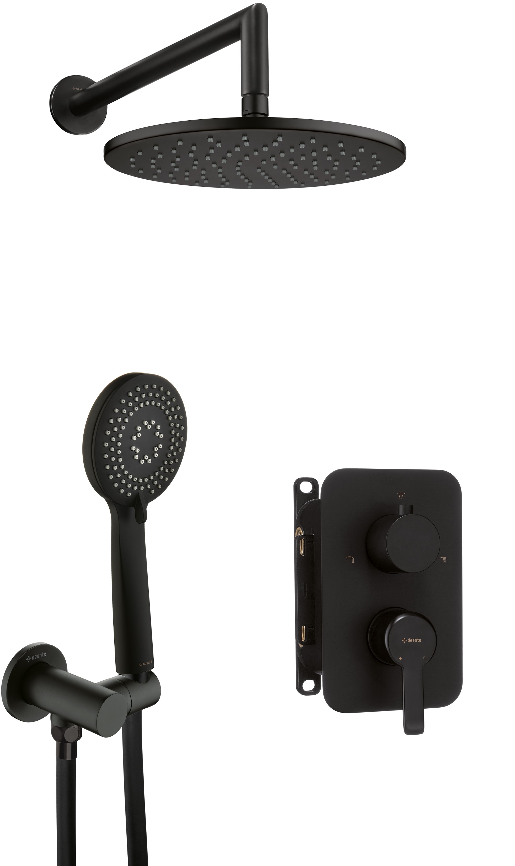 Deante Arnika Duschset Unterputz mit Regenbrause schwarz BXYZNQAM