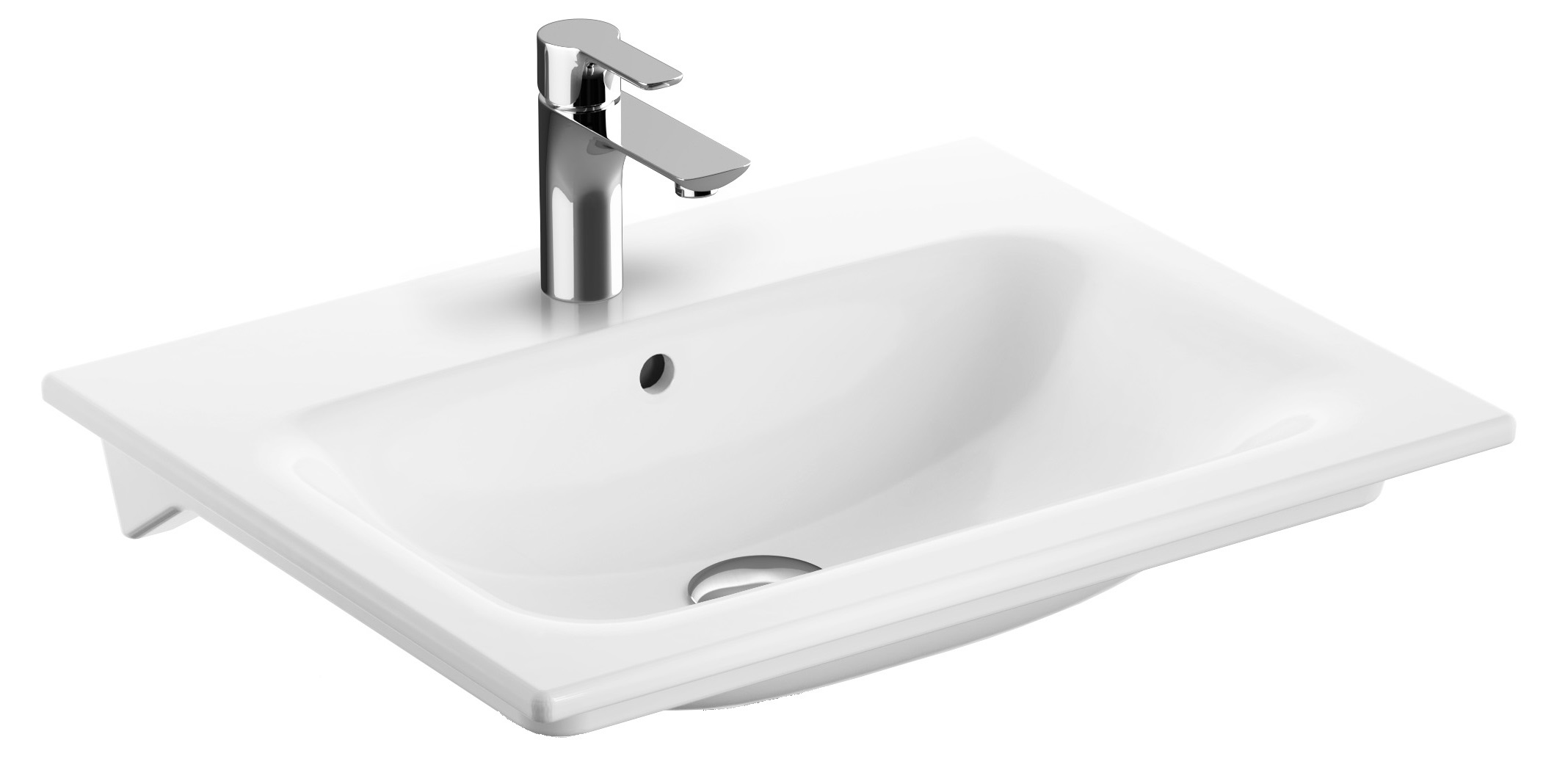 Geberit Selnova Square Waschbecken 60x48 cm rechteckig Möbel-Einbauwaschbecken weiß 500.994.00.1