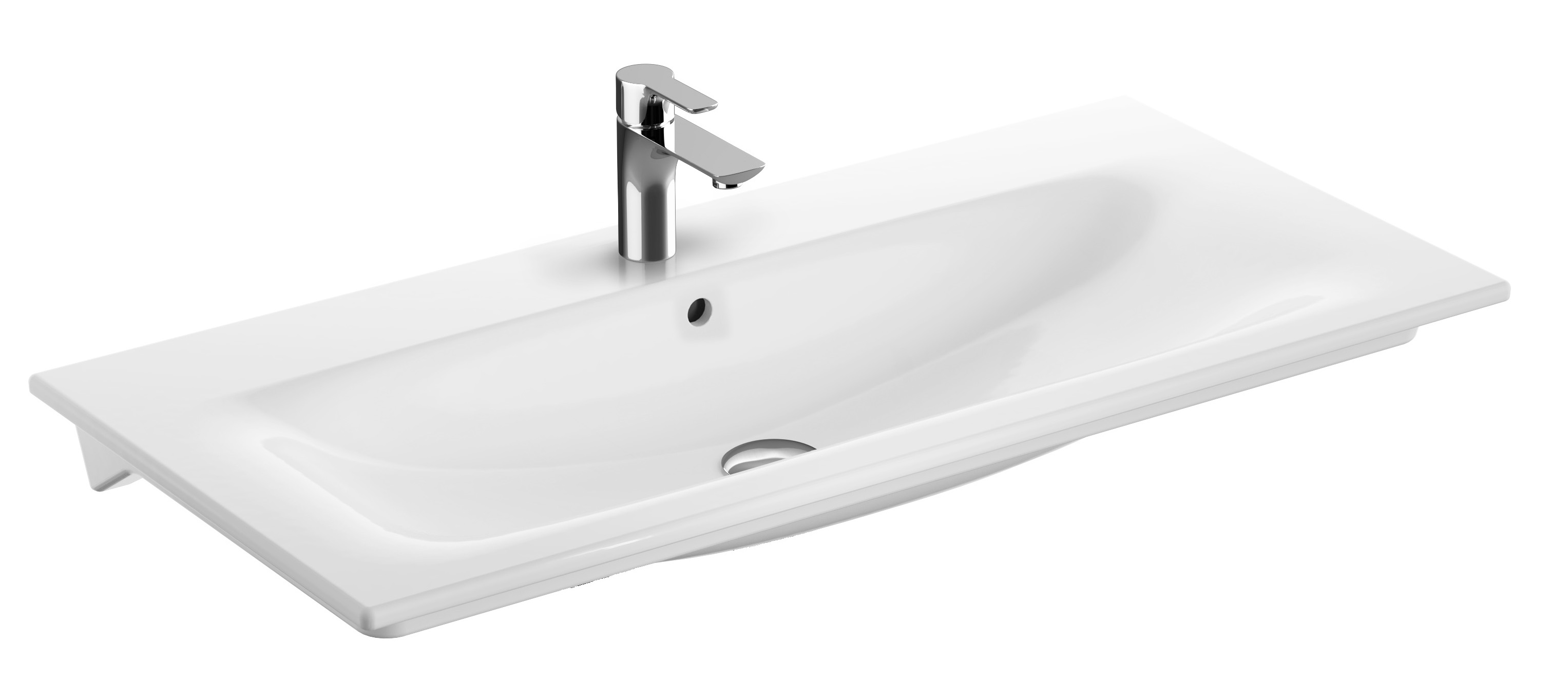Geberit Selnova Square Waschbecken 100x48 cm rechteckig Möbel-Einbauwaschbecken weiß 500.997.00.1