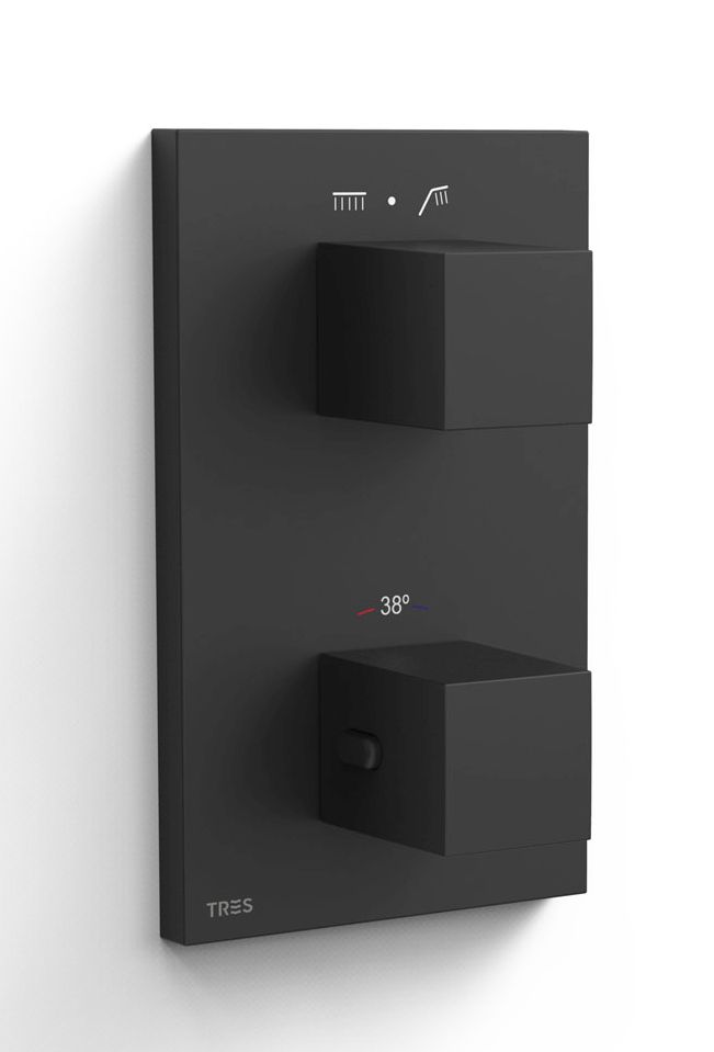 Tres Therm-Box Badewannen- und Duscharmatur Unterputz mit Thermostat schwarz 00625001NM
