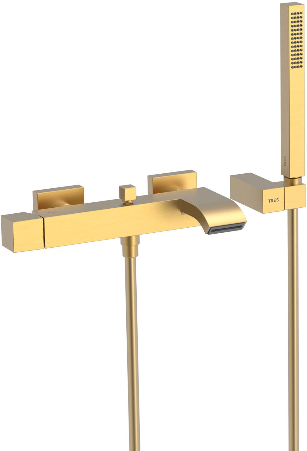 Tres Cuadro Exclusive Badewannen- und Duscharmatur Wandmontage gold 0071700203OM