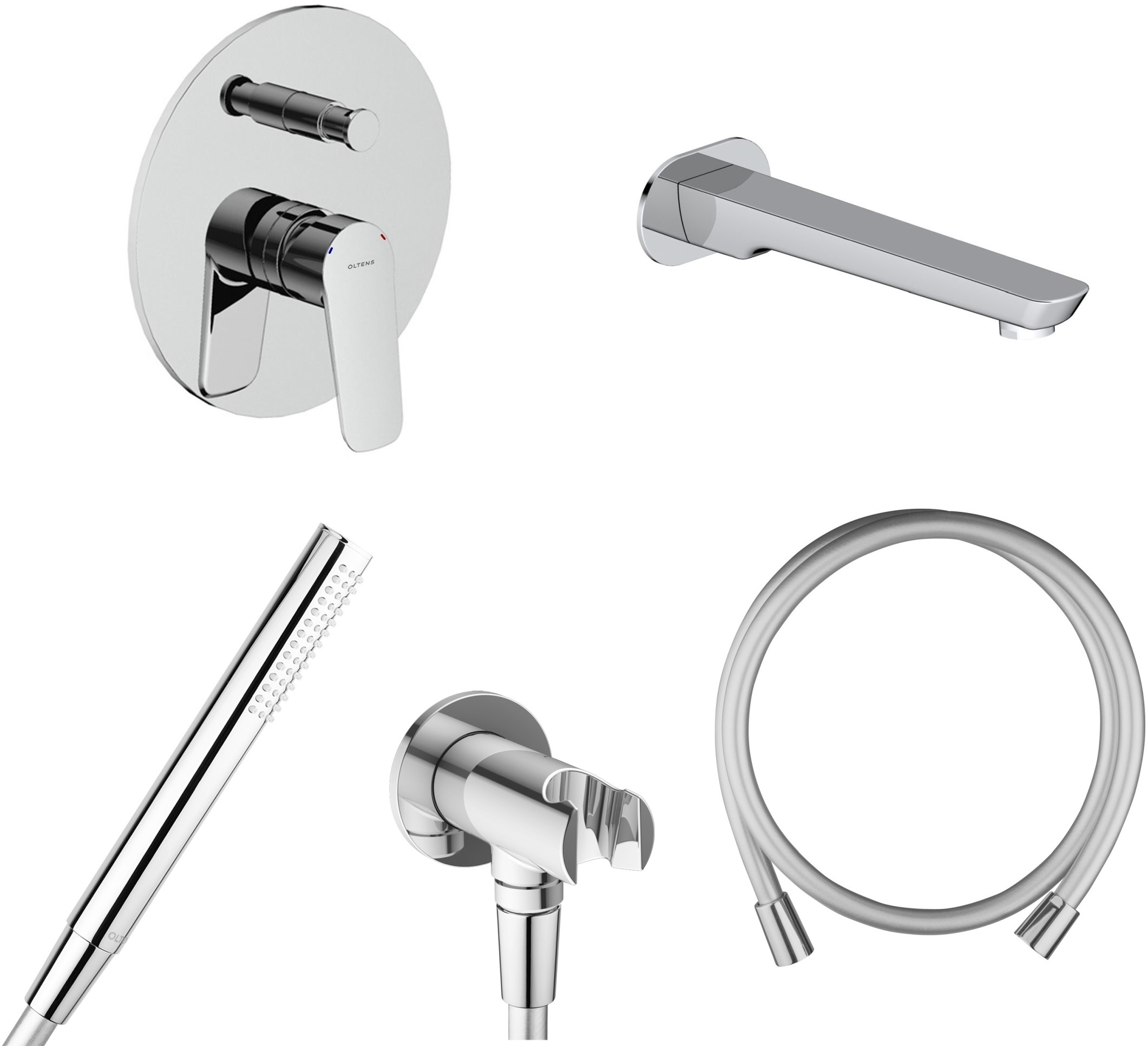 Set Badewannen- und Duscharmatur Oltens Vernal 34104100, Auslauf für Badewannenarmatur Oltens Vernal 39102100, 37102100, 39304100, 37200100