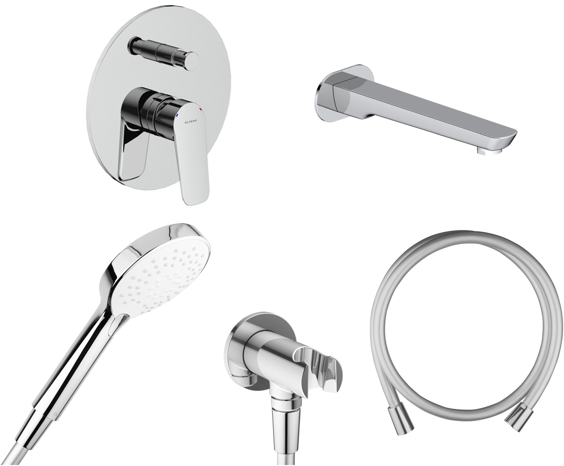 Set Badewannen- und Duscharmatur Oltens Vernal 34104100, Auslauf für Badewannenarmatur Oltens Vernal 39102100, 37101110, 39304100, 37200100