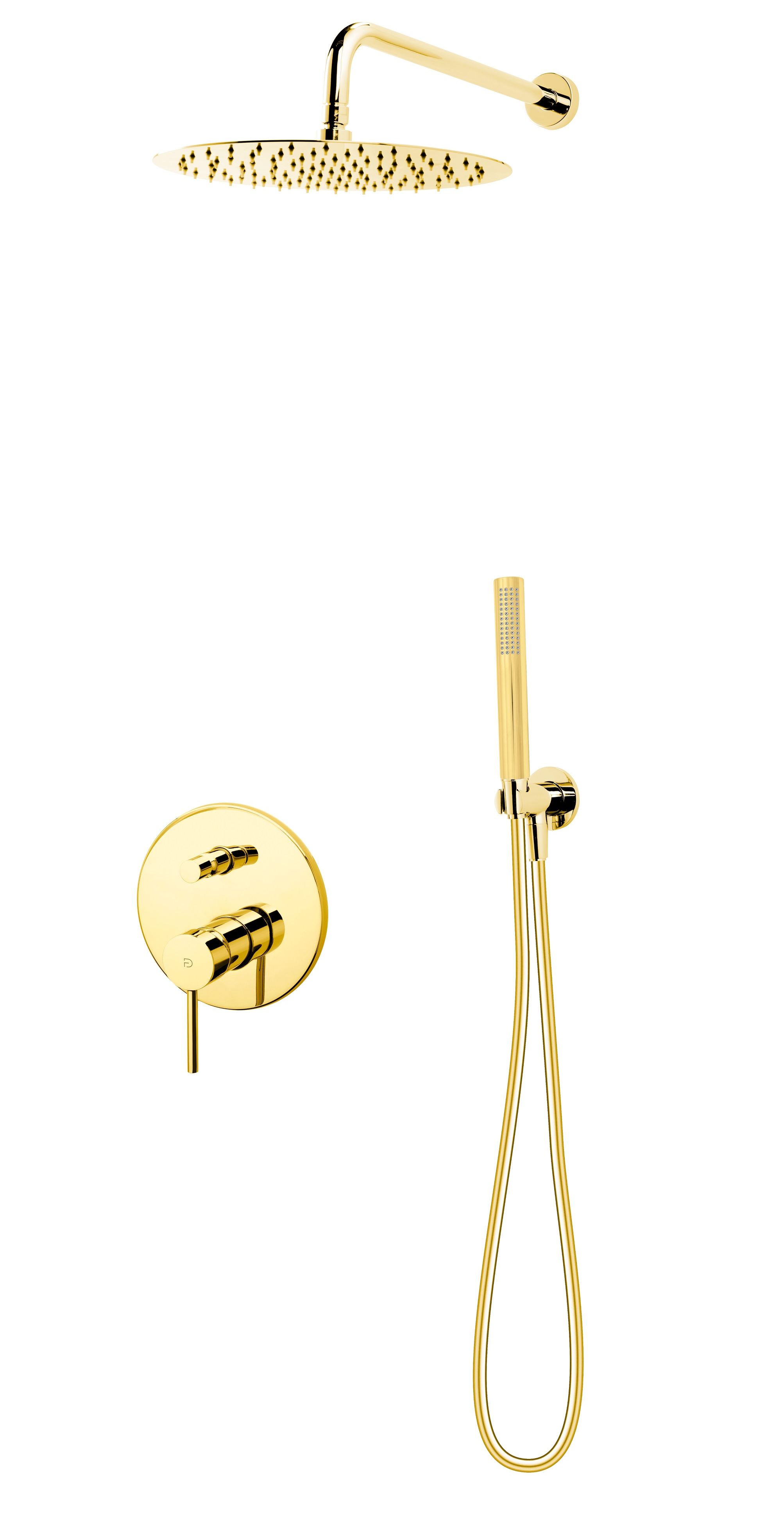 FDesign Flusso Duschset Unterputz mit Regenbrause gold FD1-FLS-7PSET1-55