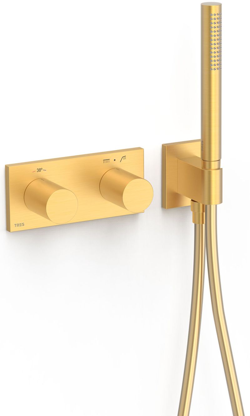 Tres B-System Badewannen- und Duscharmatur Unterputz mit Thermostat gold 30735201OM