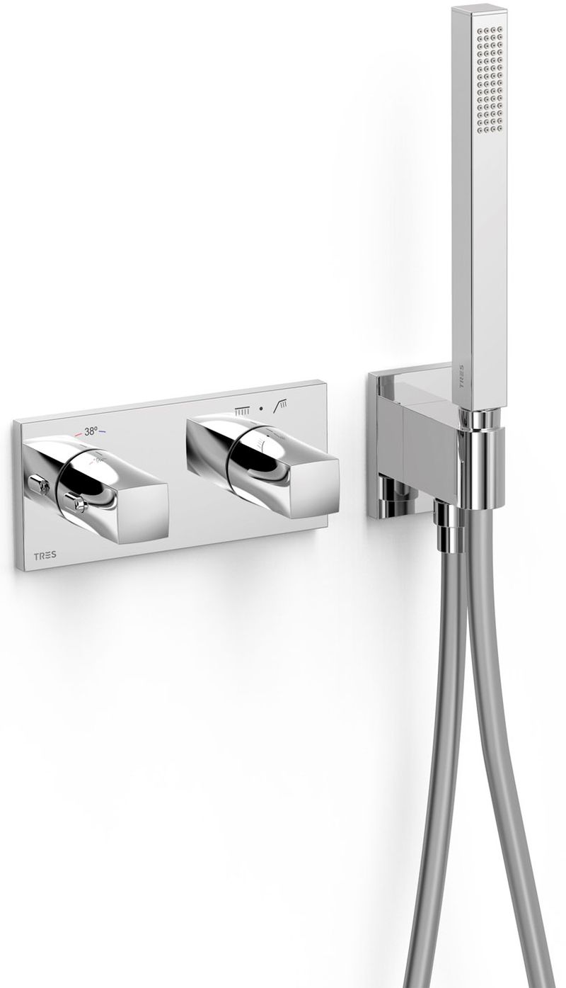 Tres B-System Badewannen- und Duscharmatur Unterputz mit Thermostat chrom 30725201