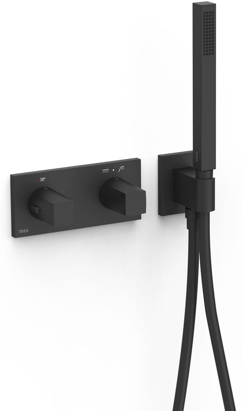 Tres B-System Badewannen- und Duscharmatur Unterputz mit Thermostat schwarz 30725201NM