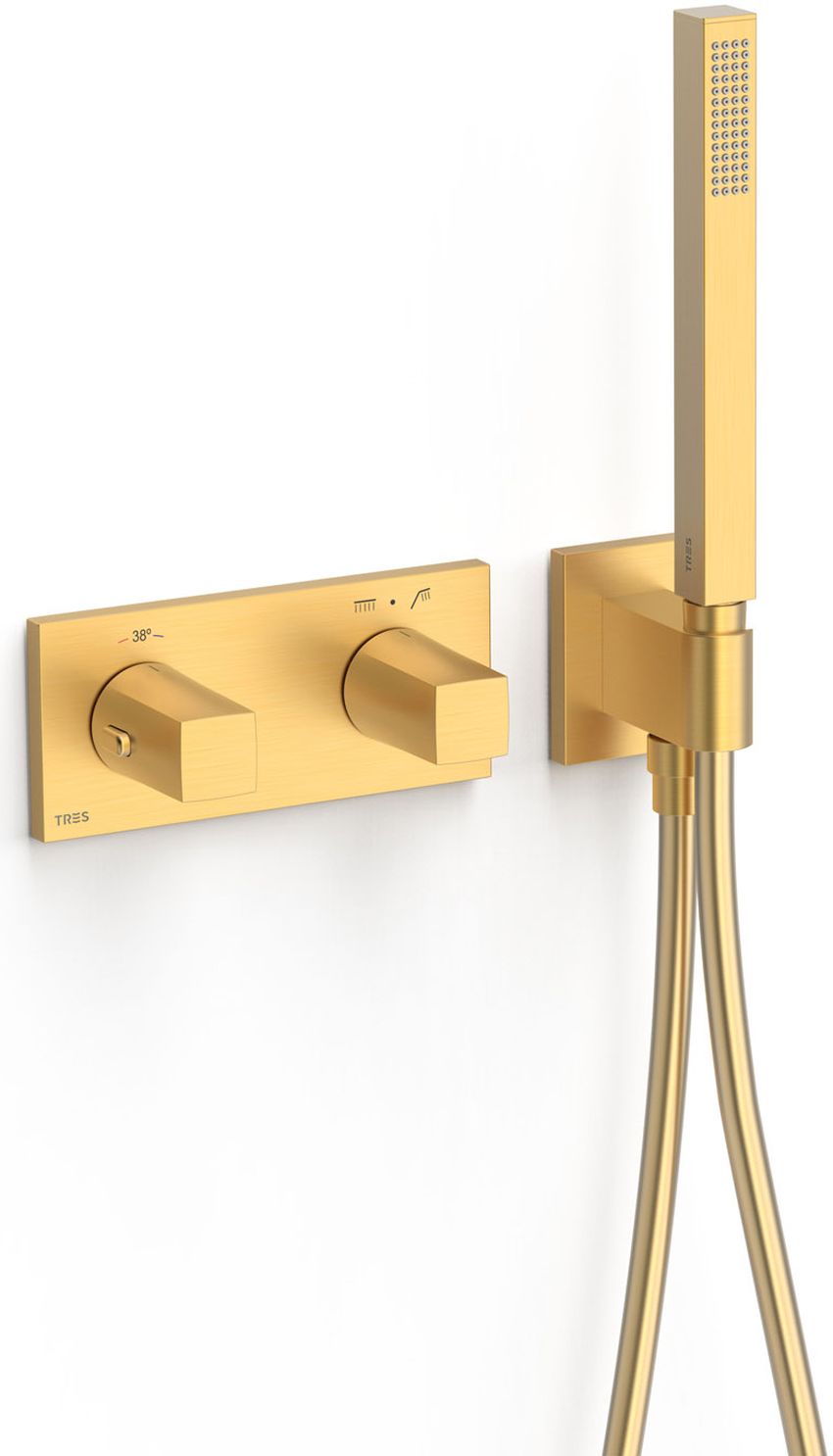 Tres B-System Badewannen- und Duscharmatur Unterputz mit Thermostat gold 30725201OM