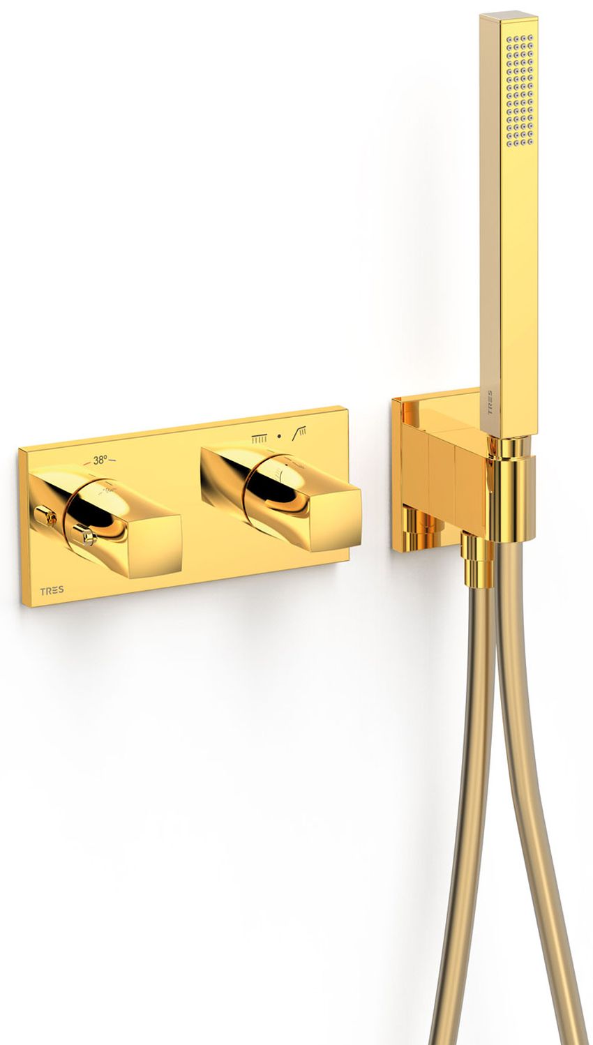 Tres B-System Badewannen- und Duscharmatur Unterputz mit Thermostat gold 30725201OR