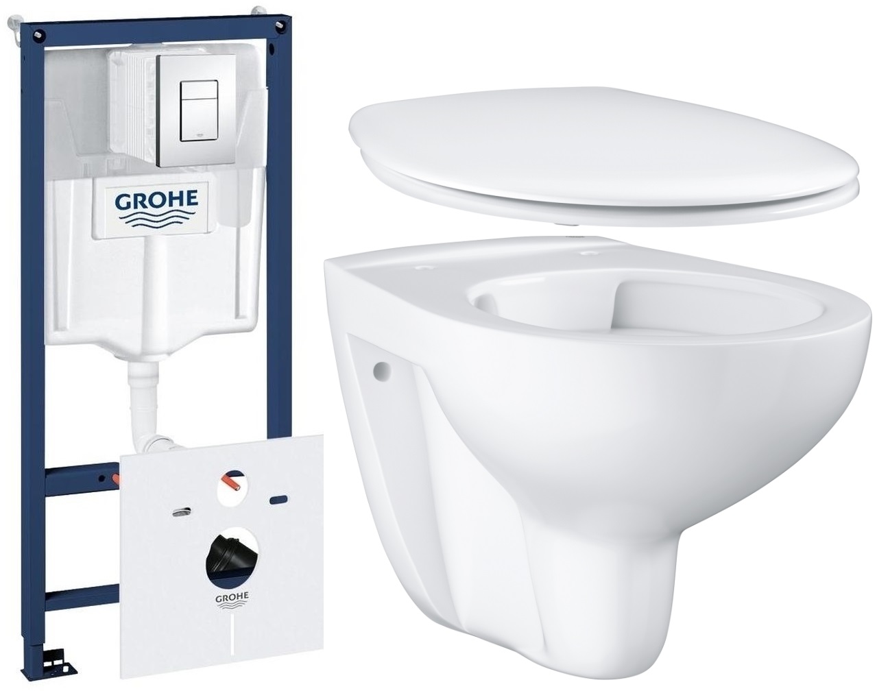 Set Unterputzrahmen Grohe Rapid SL 38827000, WC-Becken Grohe Bau Ceramic 39427000, 39492000