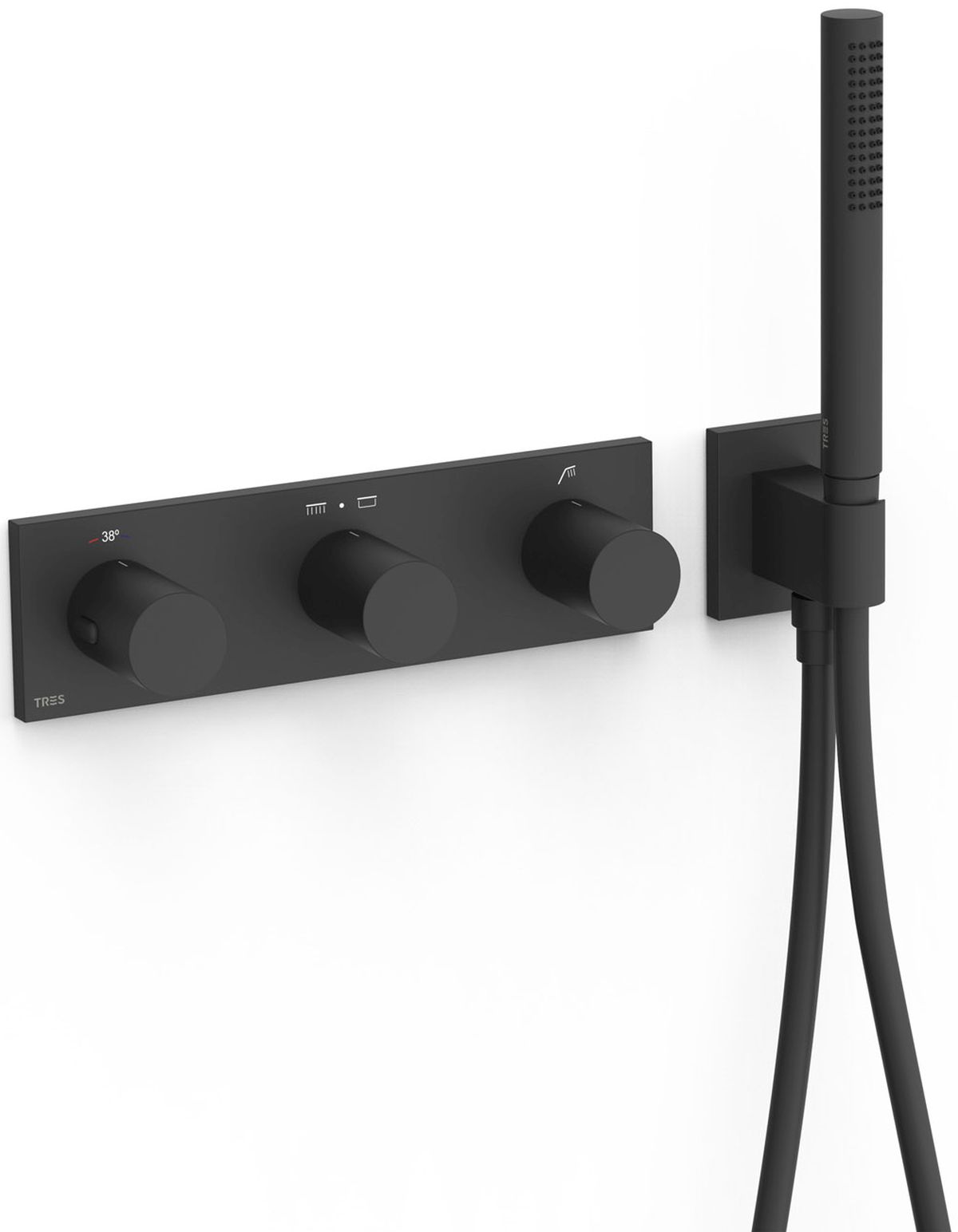 Tres B-System Badewannen- und Duscharmatur Unterputz mit Thermostat schwarz 30735301NM