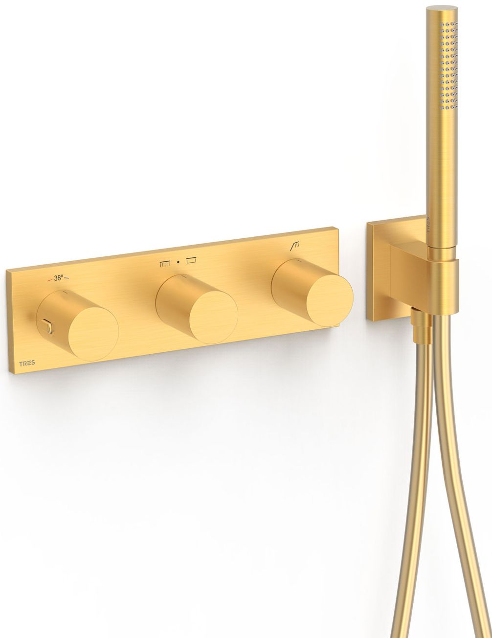 Tres B-System Badewannen- und Duscharmatur Unterputz mit Thermostat gold 30735301OM