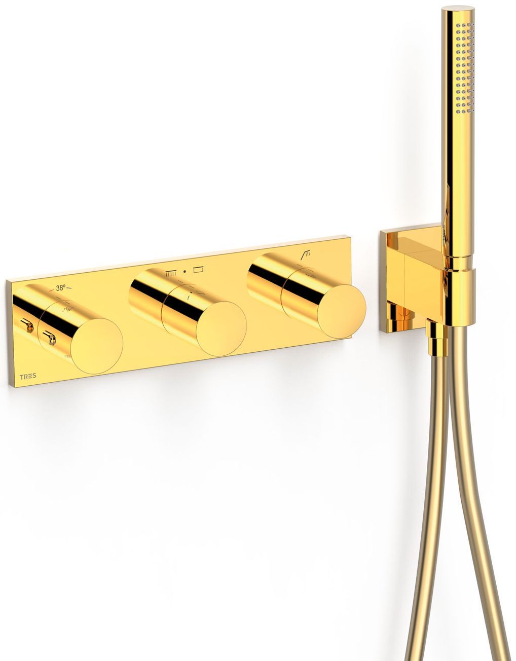 Tres B-System Badewannen- und Duscharmatur Unterputz mit Thermostat gold 30735301OR