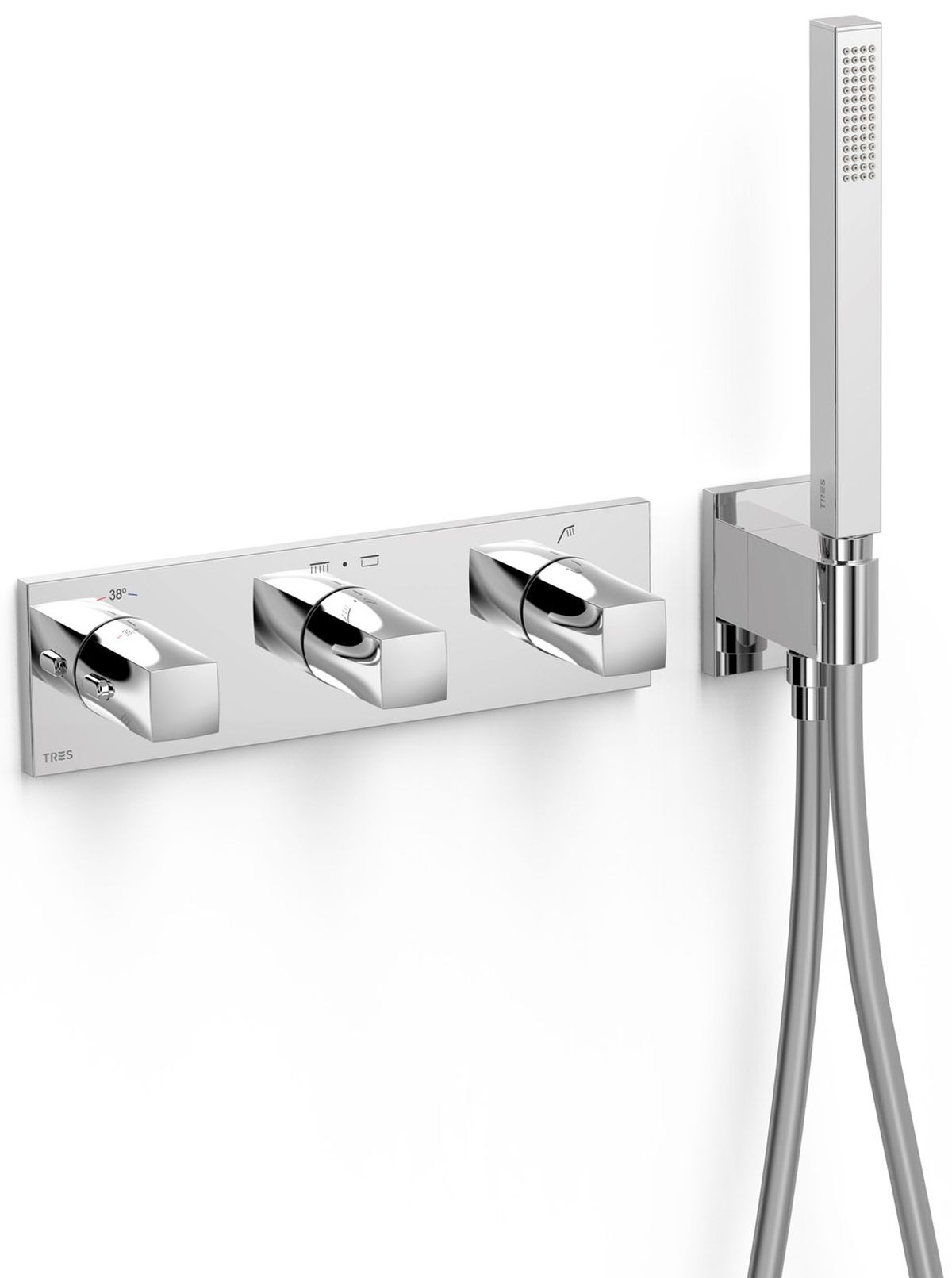 Tres B-System Badewannen- und Duscharmatur Unterputz mit Thermostat chrom 30725301