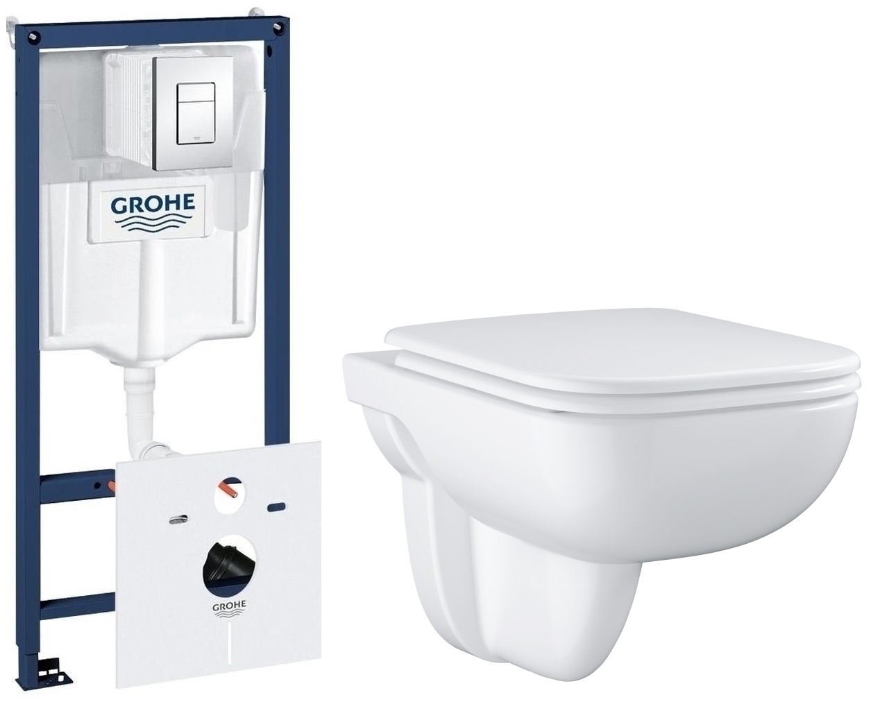Set WC-Becken mit Absenkautomatik-Sitz Grohe Start Edge 39815000, Unterputzrahmen Grohe Rapid SL 38827000