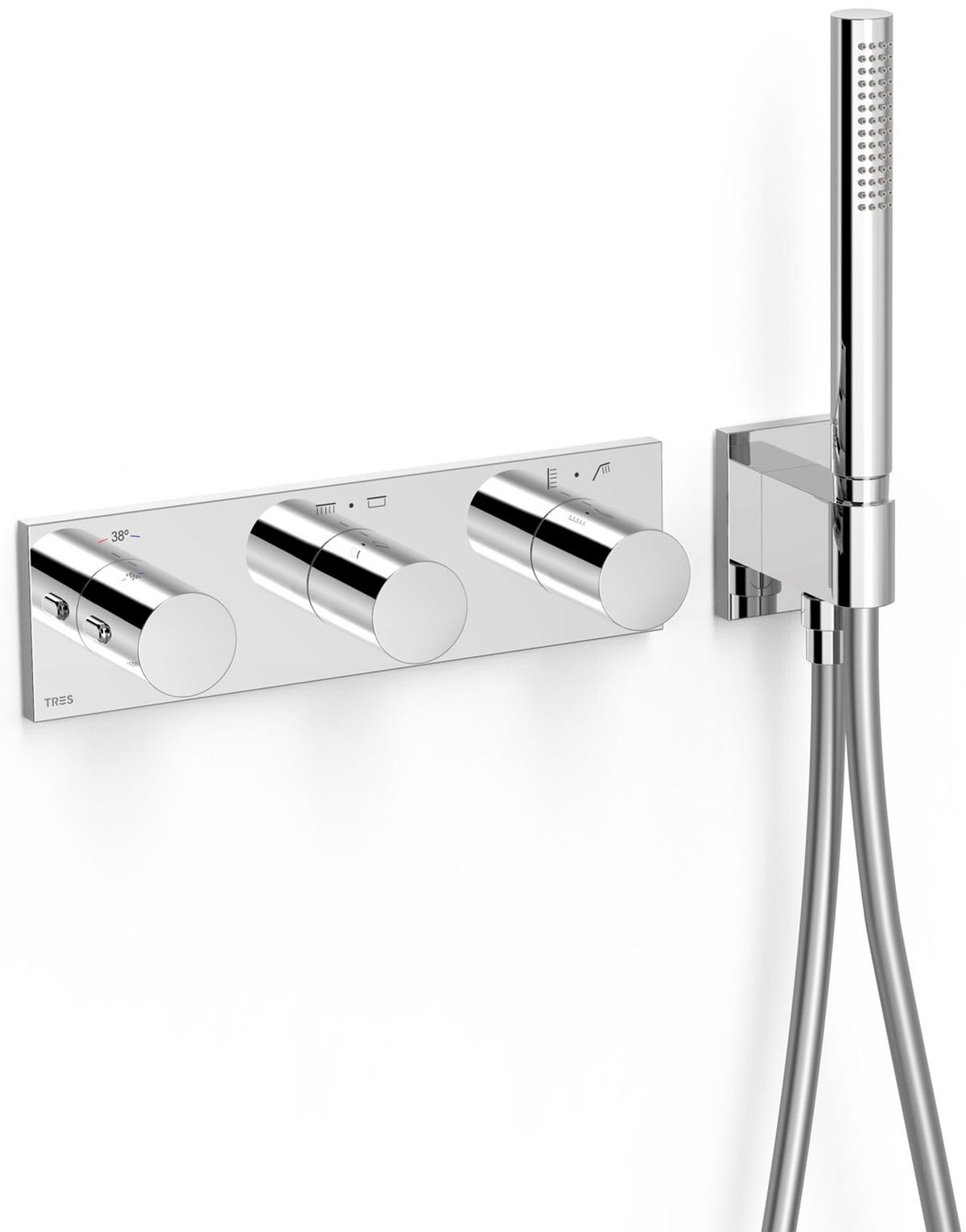 Tres B-System Badewannen- und Duscharmatur Unterputz mit Thermostat chrom 30735401