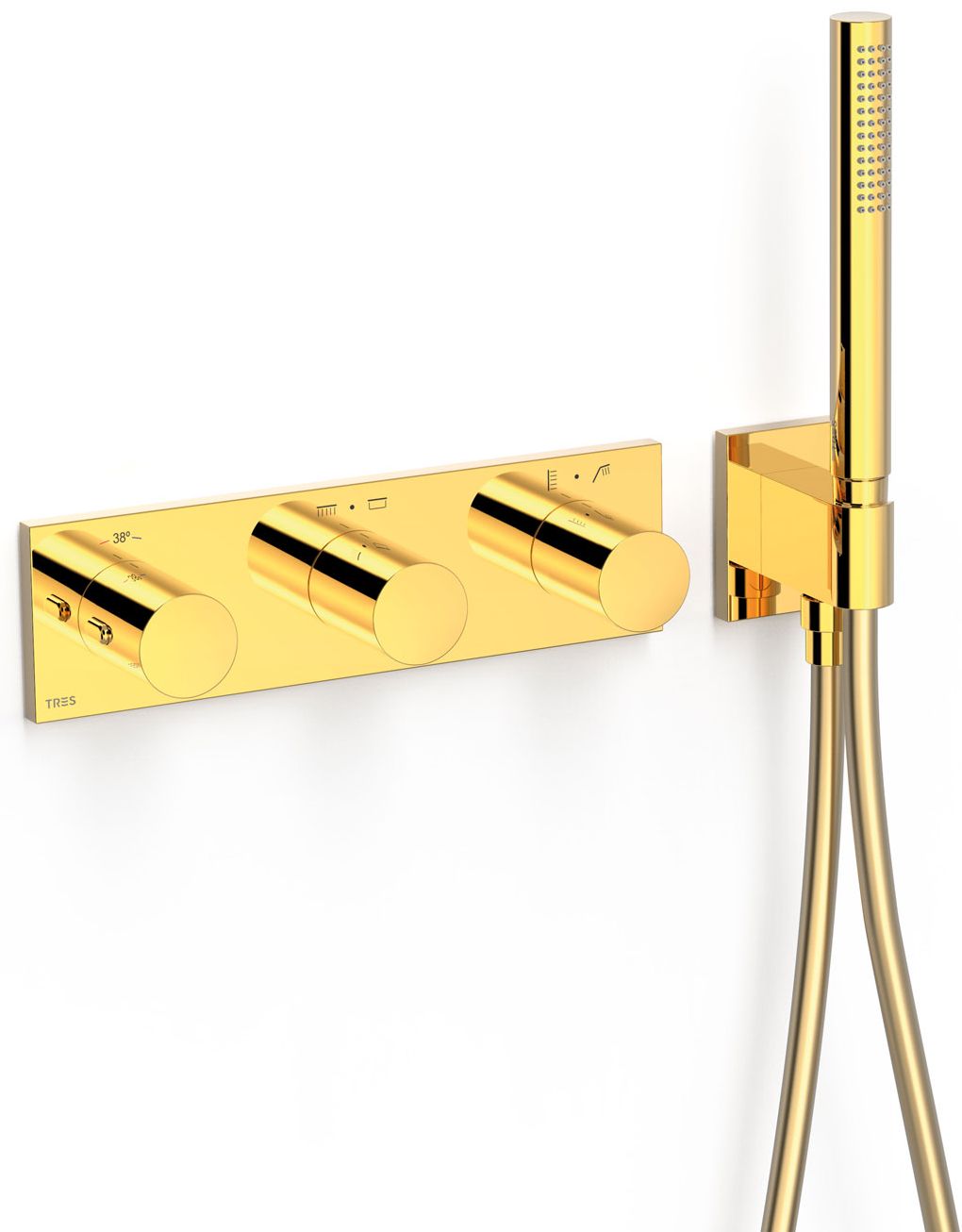 Tres B-System Badewannen- und Duscharmatur Unterputz mit Thermostat gold 30735401OR