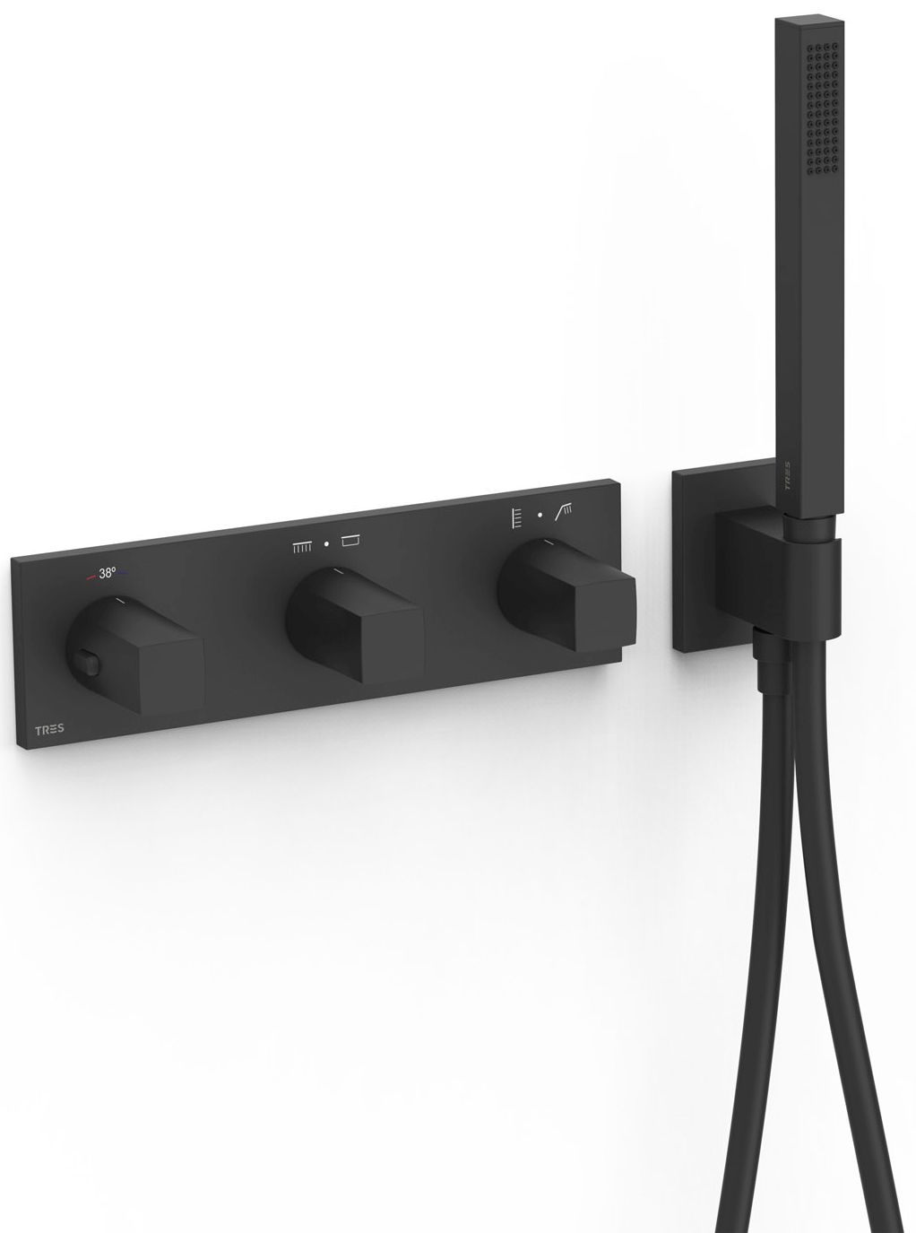 Tres B-System Badewannen- und Duscharmatur Unterputz mit Thermostat schwarz 30725401NM