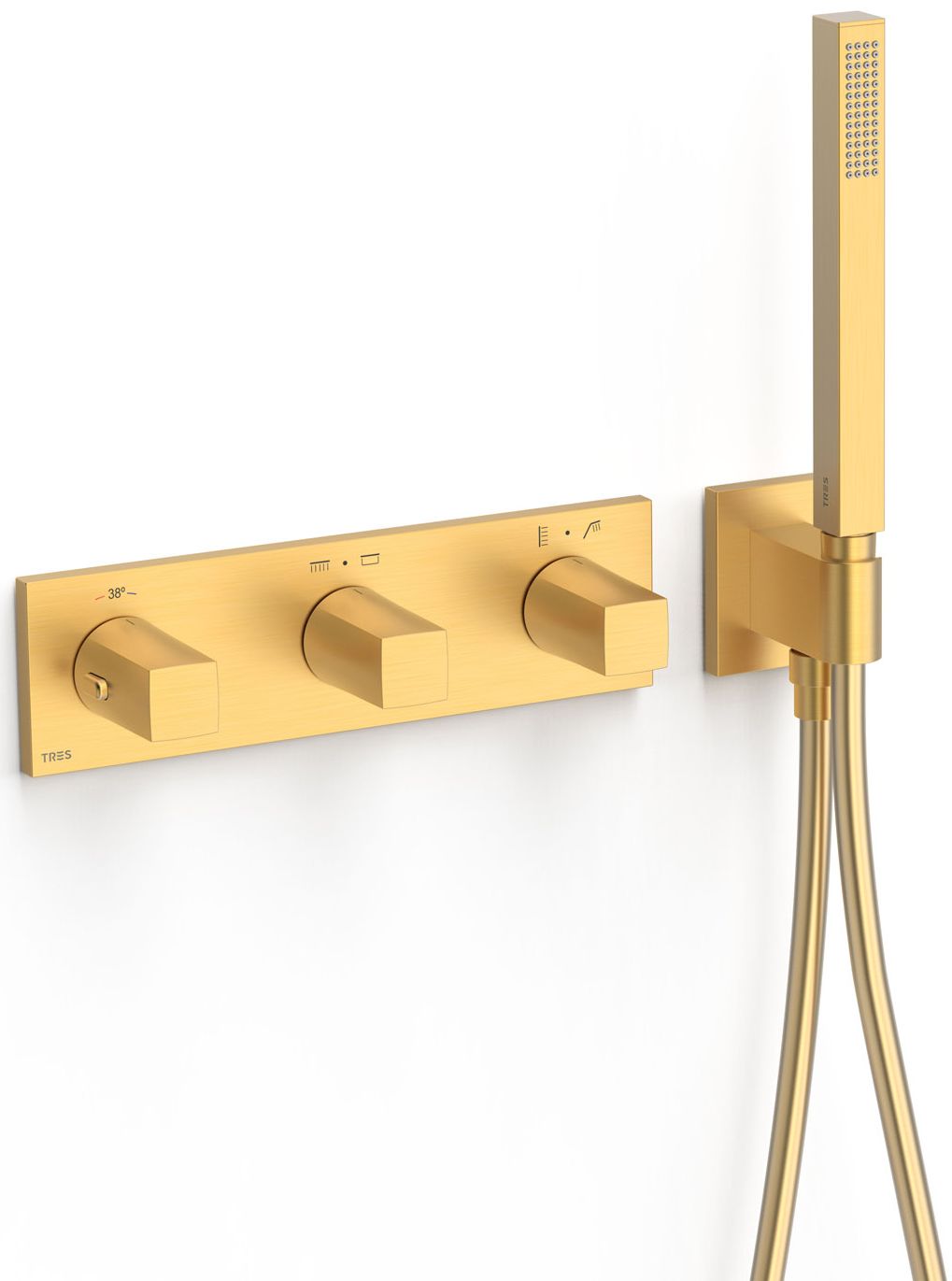 Tres B-System Badewannen- und Duscharmatur Unterputz mit Thermostat gold 30725401OM