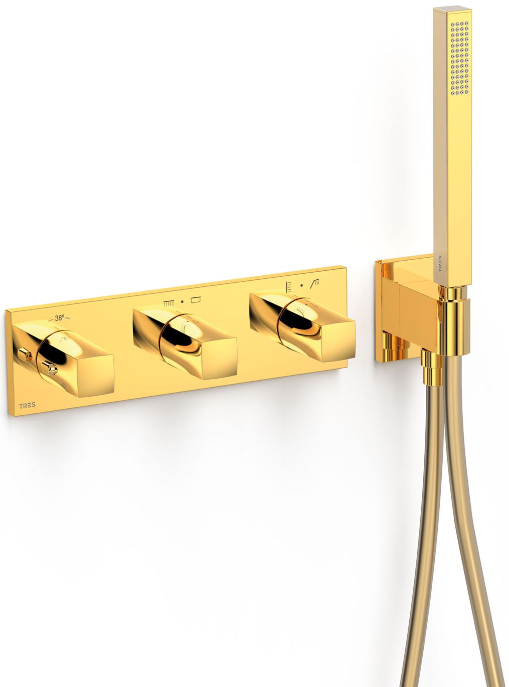 Tres B-System Badewannen- und Duscharmatur Unterputz mit Thermostat gold 30725401OR