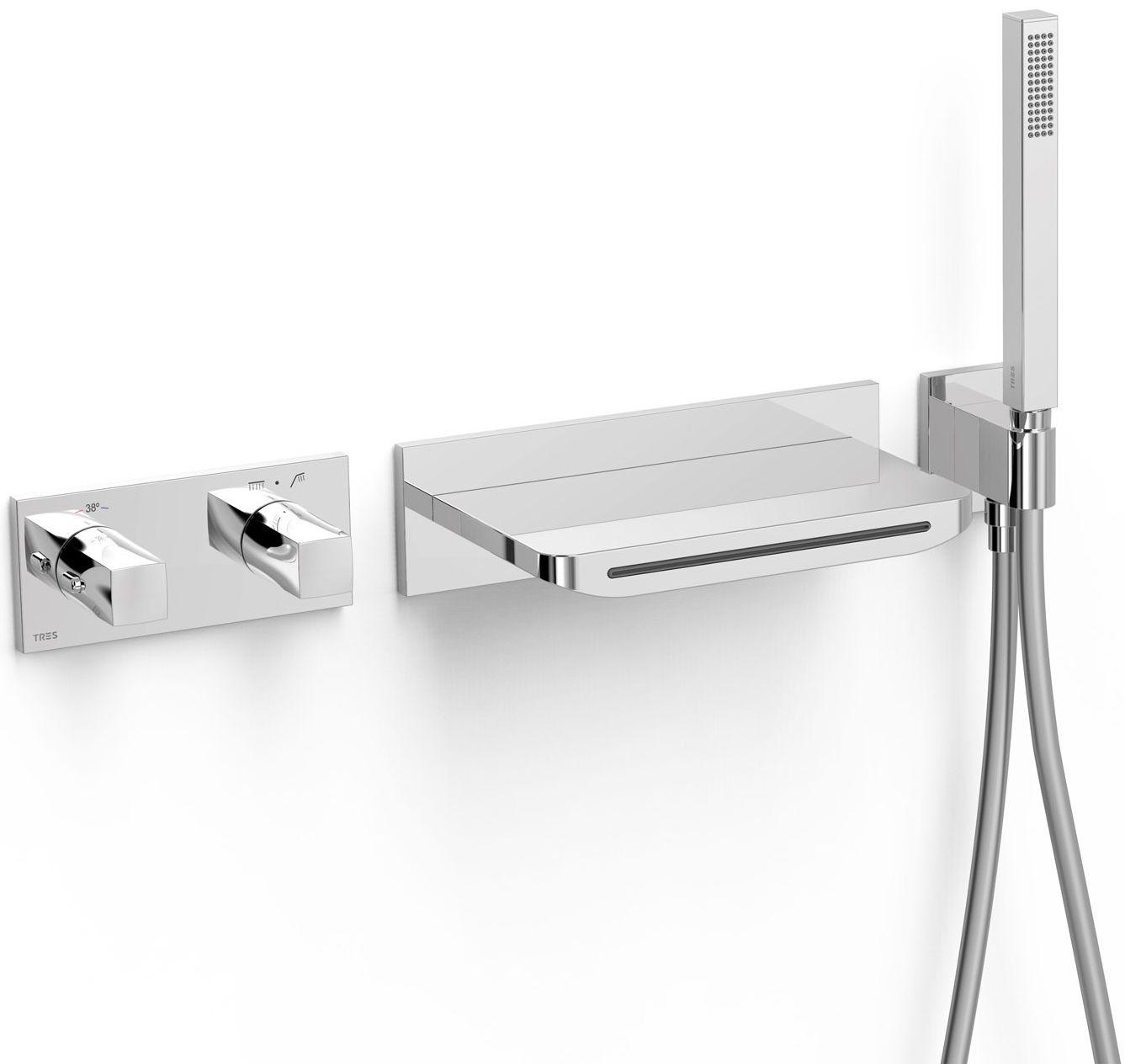 Tres B-System Badewannen- und Duscharmatur Unterputz mit Thermostat chrom 30725207