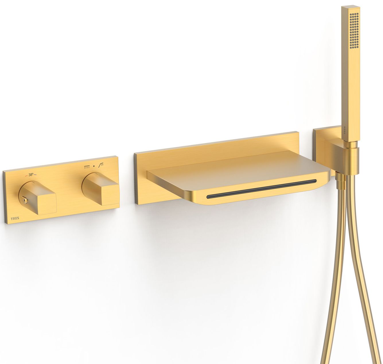 Tres B-System Badewannen- und Duscharmatur Unterputz mit Thermostat gold 30725207OM