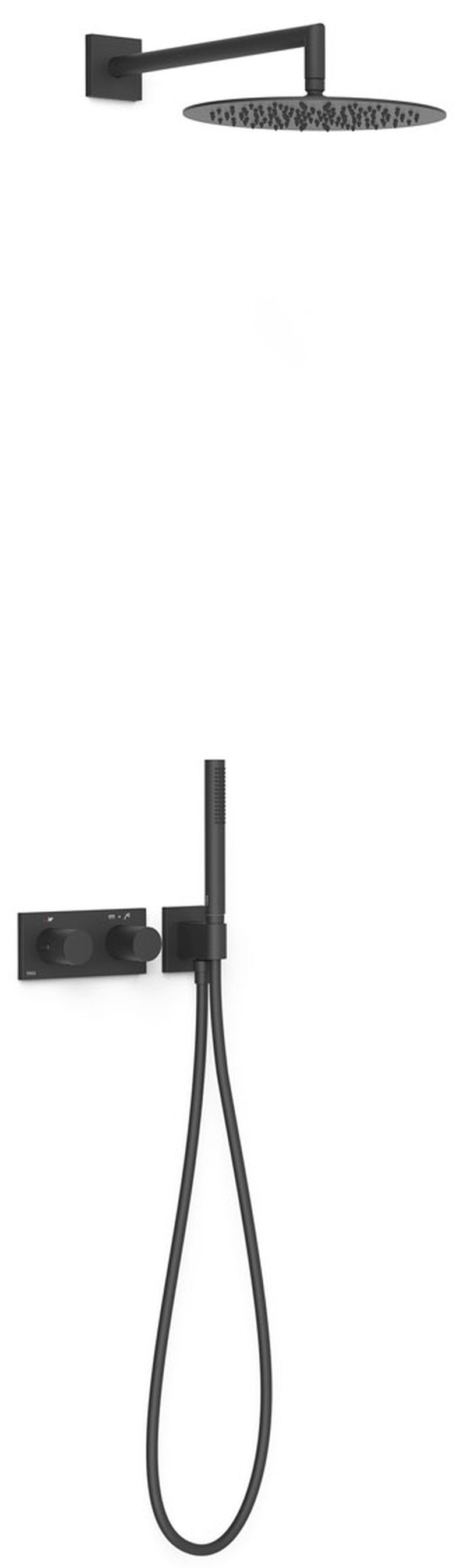 Tres B-System Duschset Unterputz mit Thermostat mit Regenbrause schwarz 30735204NM
