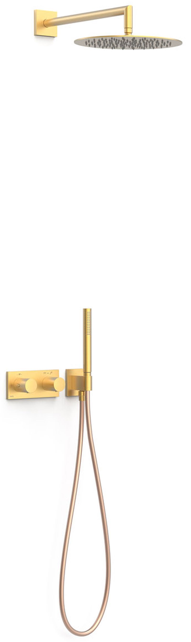 Tres B-System Duschset Unterputz mit Thermostat mit Regenbrause gold 30735204OM