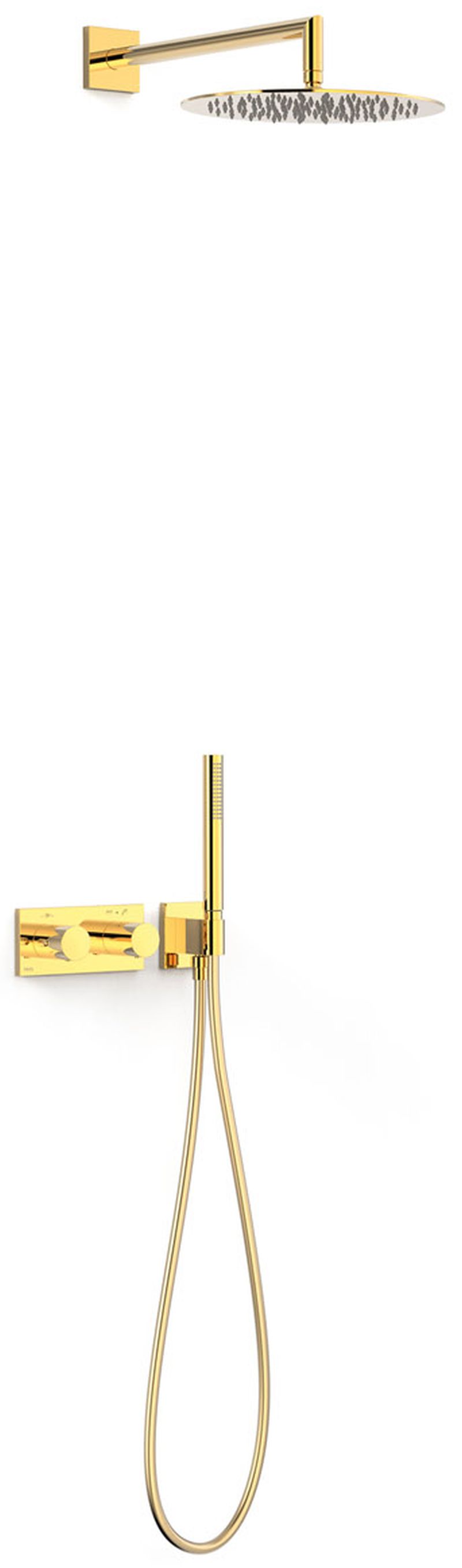 Tres B-System Duschset Unterputz mit Thermostat mit Regenbrause gold 30735204OR