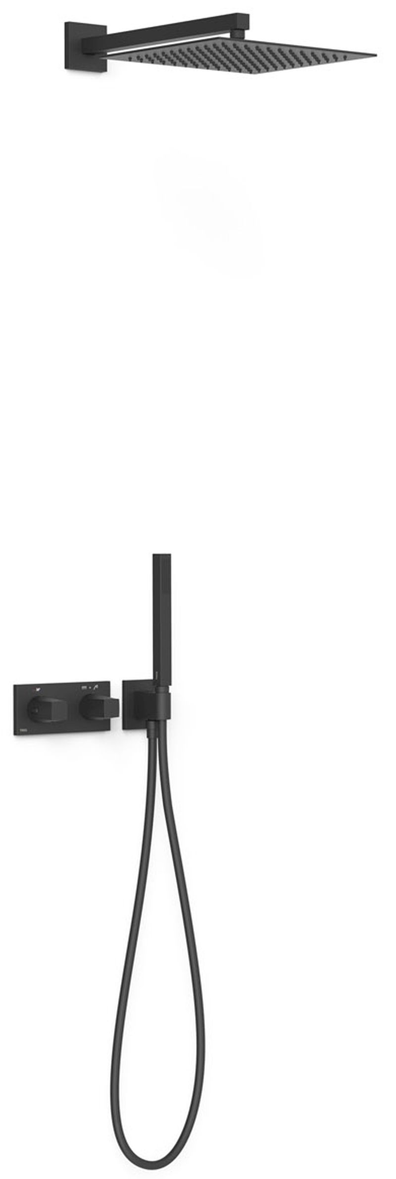 Tres B-System Duschset Unterputz mit Thermostat mit Regenbrause schwarz 30725204NM