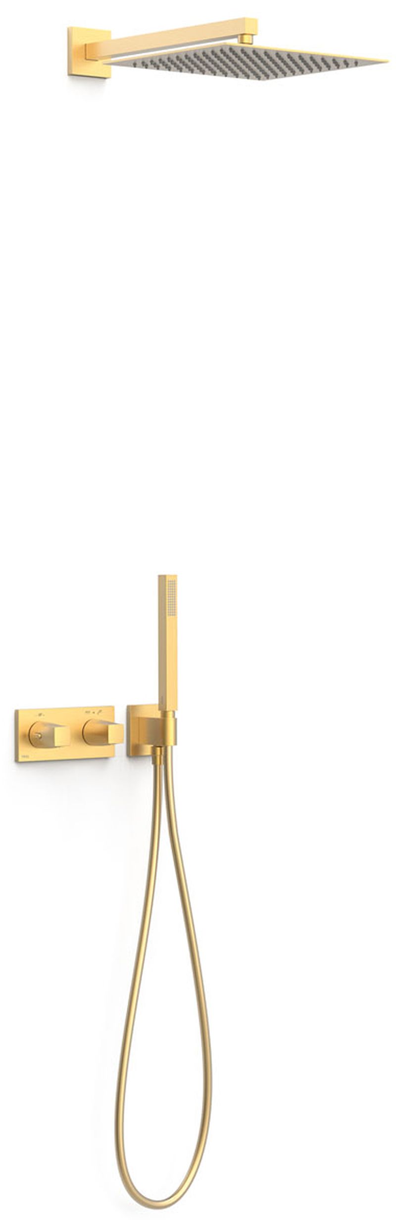 Tres B-System Duschset Unterputz mit Thermostat mit Regenbrause gold 30725204OM